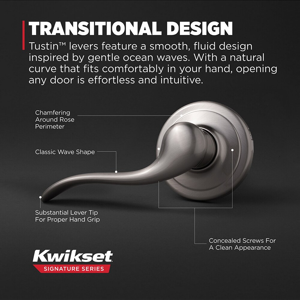 slide 5 of 6, Kwikset Signature Series Tustin Satin nickel Interior or Exterior Dummy Door Handle, 1 ct