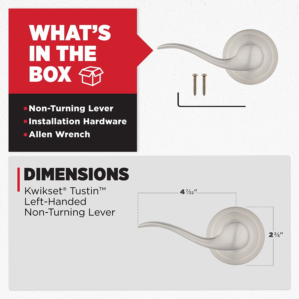 slide 6 of 6, Kwikset Signature Series Tustin Satin nickel Interior or Exterior Dummy Door Handle, 1 ct