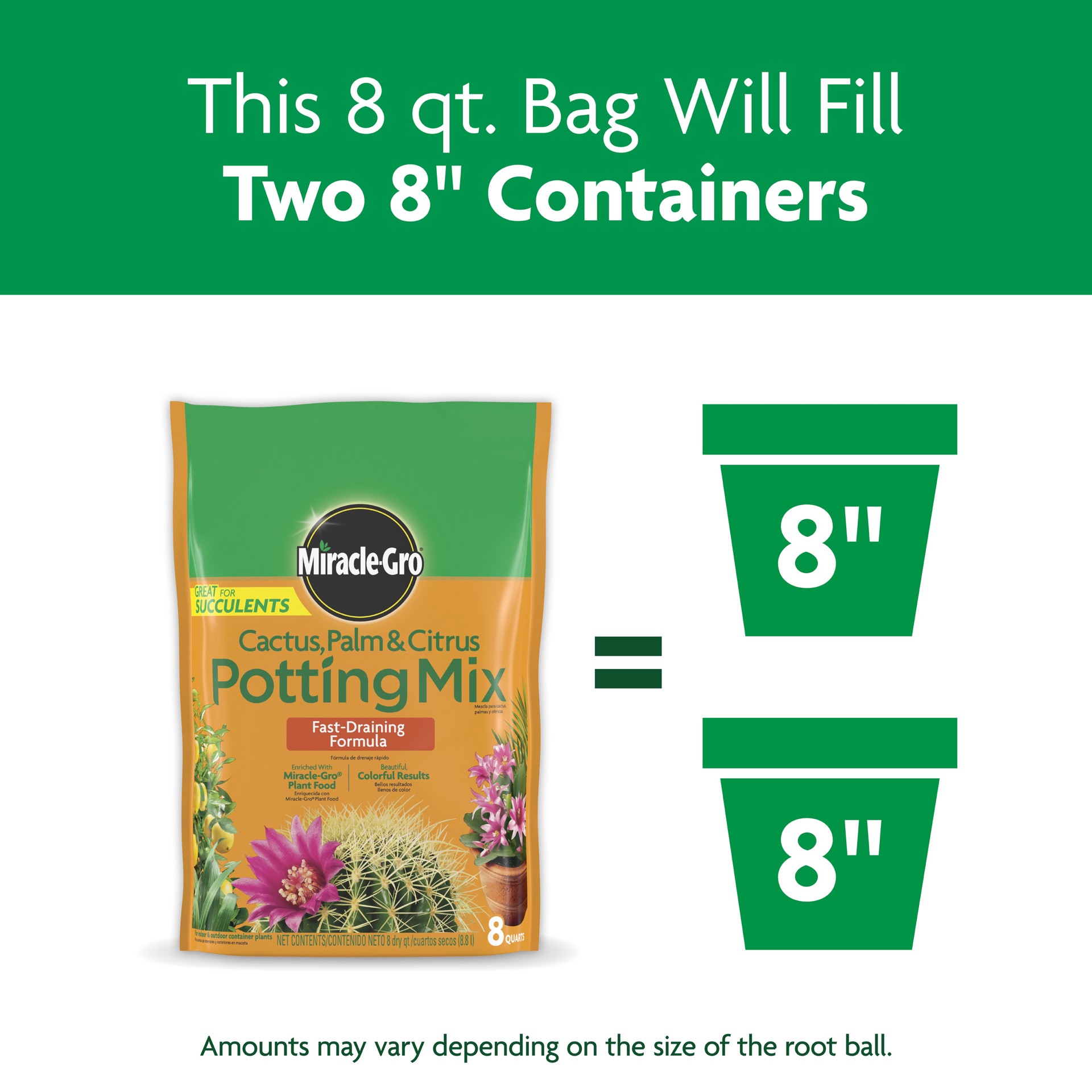 slide 5 of 6, Miracle-Gro Cactus, Palm Citrus 8 Quart(s) Cactus soil Potting soil mix, 1 ct