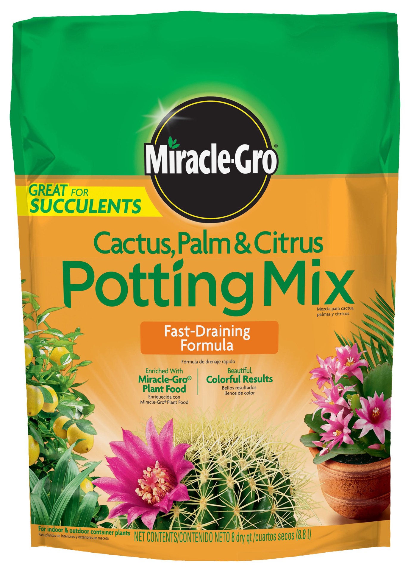 slide 1 of 6, Miracle-Gro Cactus, Palm Citrus 8 Quart(s) Cactus soil Potting soil mix, 1 ct