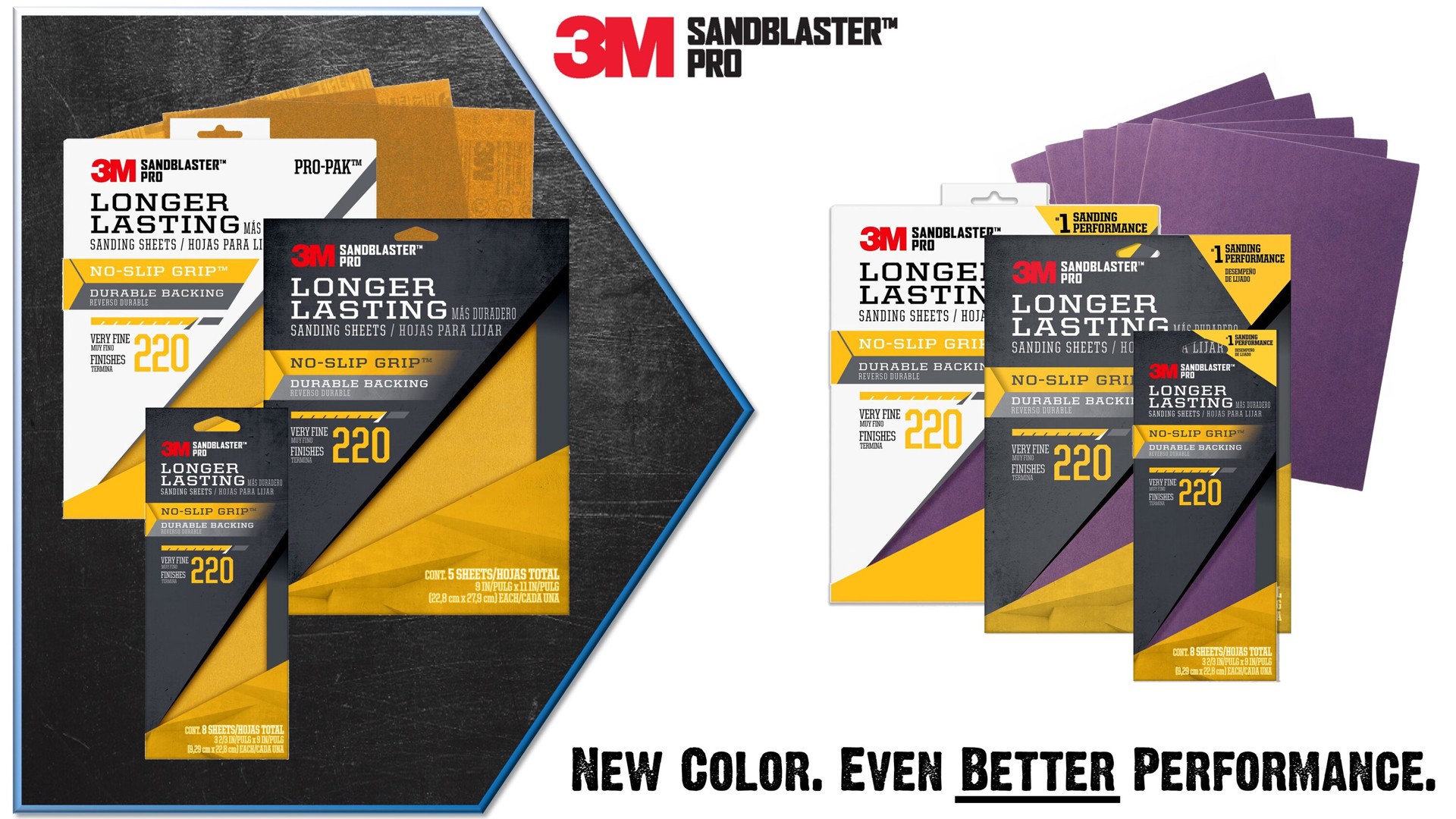 slide 2 of 6, 3M SandBlaster Pro Very fine 220 -Grit Sheet Sandpaper 9.0-in W x 11.0-in L 5 -Pack, 1 ct