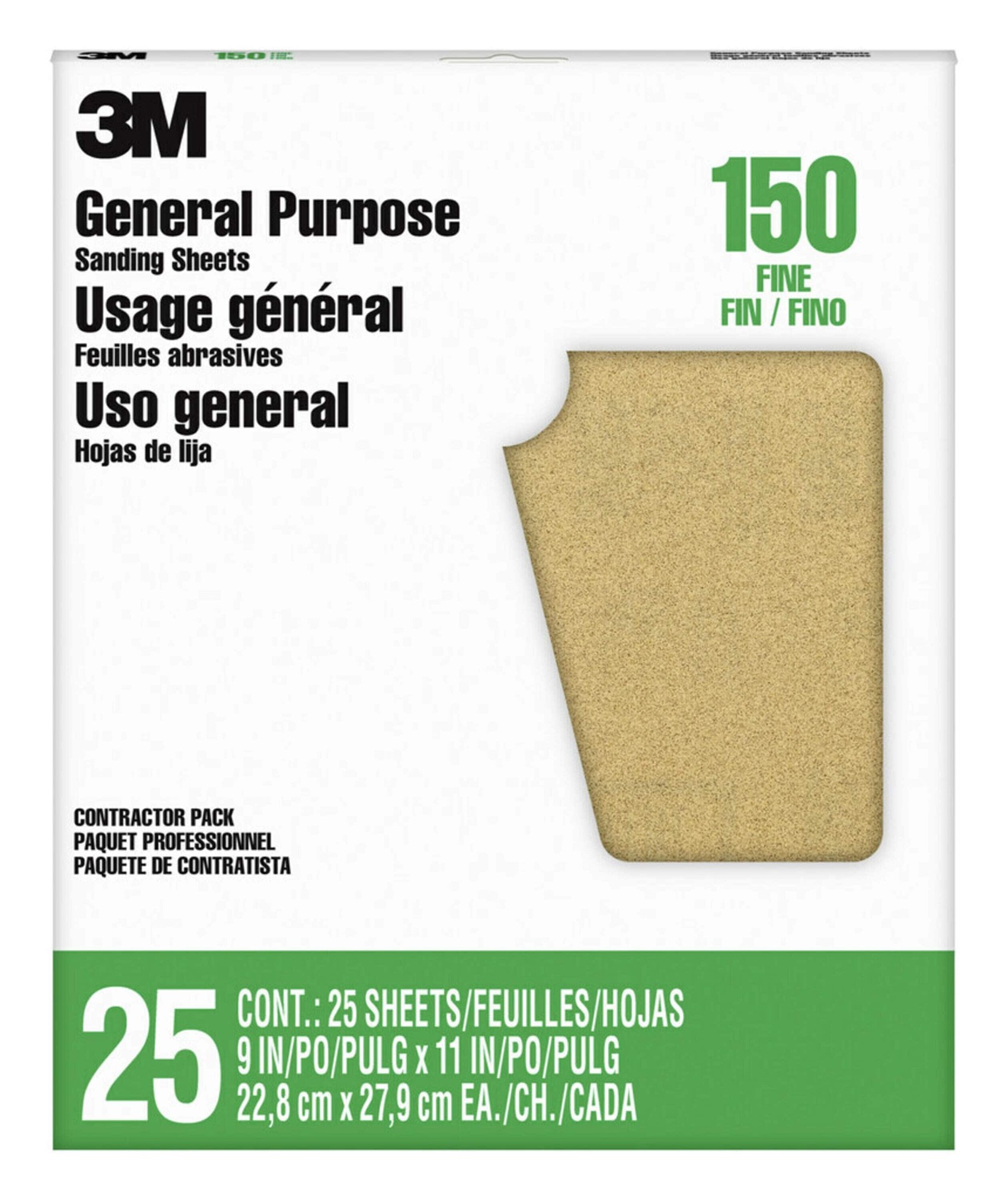 slide 1 of 6, 3M Aluminum Oxide Sandpaper Fine 150 -Grit Sheet Sandpaper 9.0-in W x 11.0-in L 25 -Pack, 1 ct