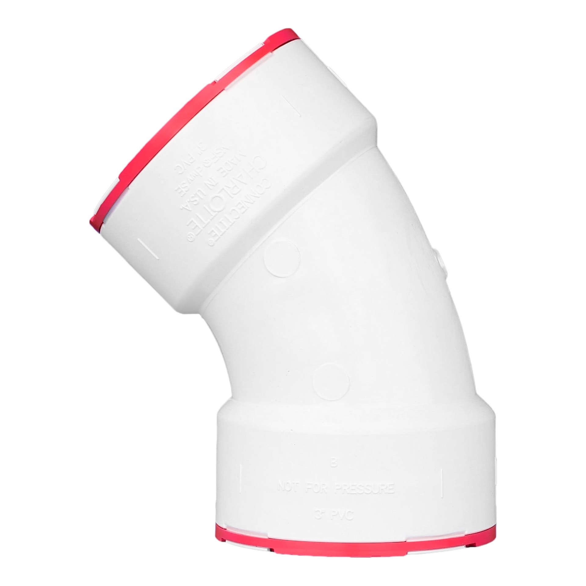 slide 3 of 6, Charlotte Pipe 2-in PVC DWV 45 Degree Elbow for Sanitary Drain, Waste, and Vent Applications, 1 ct