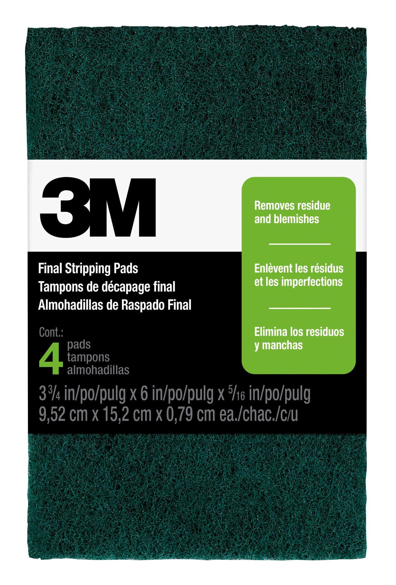 slide 1 of 4, 3M Final Stripping Fine Refinishing pad 3.75-in x 6.0-in 4 -Pack, 1 ct