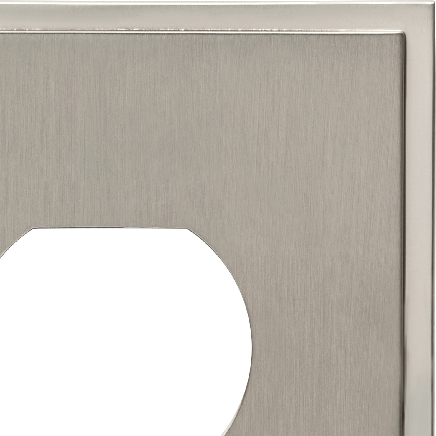 slide 3 of 6, allen + roth Simple Steps 1 -Gang Midsize Size Satin nickel Zinc Indoor Duplex Wall Plate, 1 ct