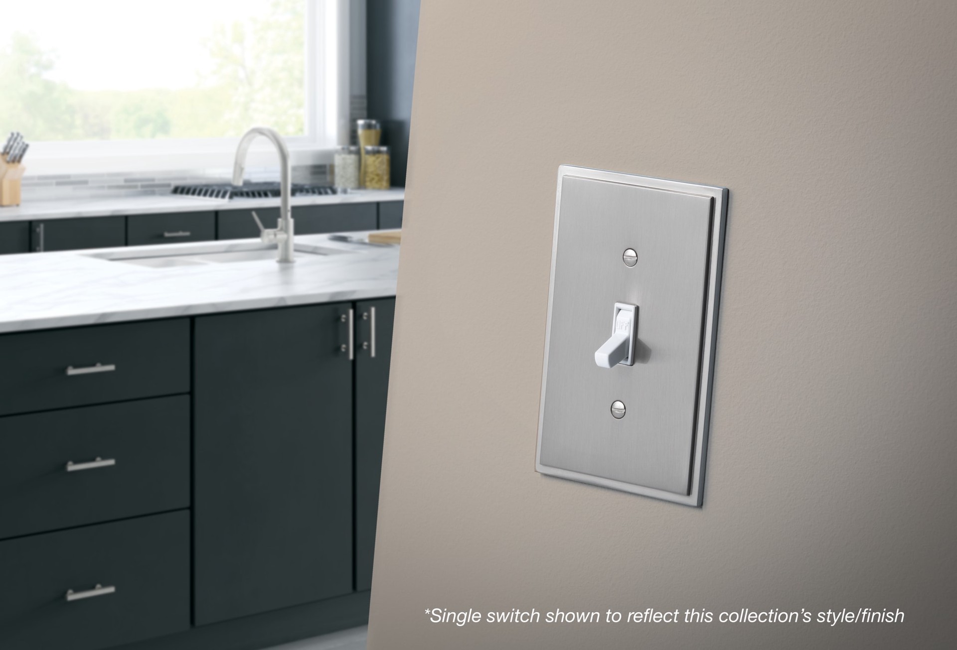 slide 2 of 6, allen + roth Simple Steps 1 -Gang Midsize Size Satin nickel Zinc Indoor Decorator Wall Plate, 1 ct