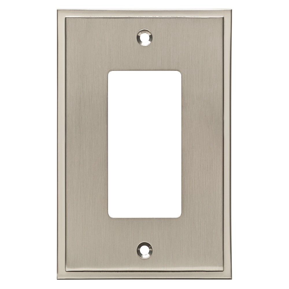 slide 1 of 6, allen + roth Simple Steps 1 -Gang Midsize Size Satin nickel Zinc Indoor Decorator Wall Plate, 1 ct