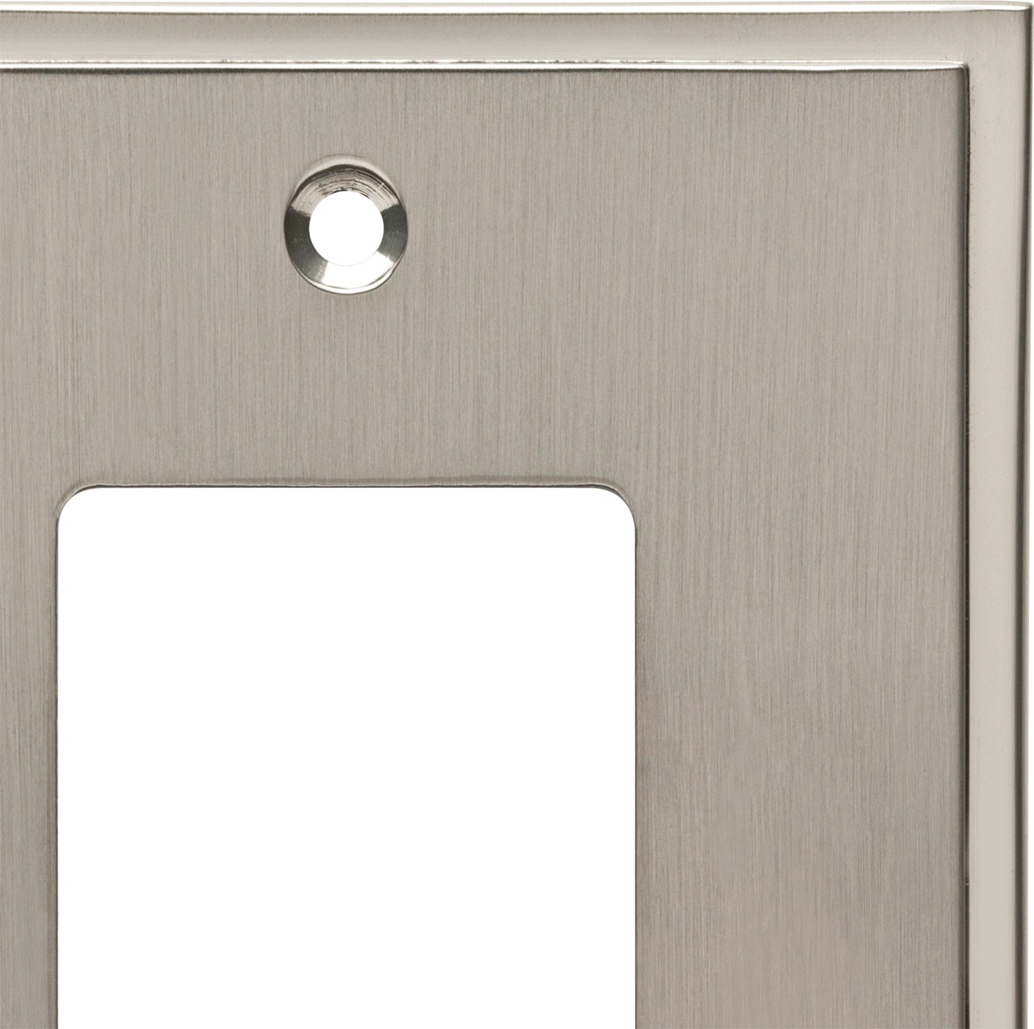 slide 3 of 6, allen + roth Simple Steps 1 -Gang Midsize Size Satin nickel Zinc Indoor Decorator Wall Plate, 1 ct