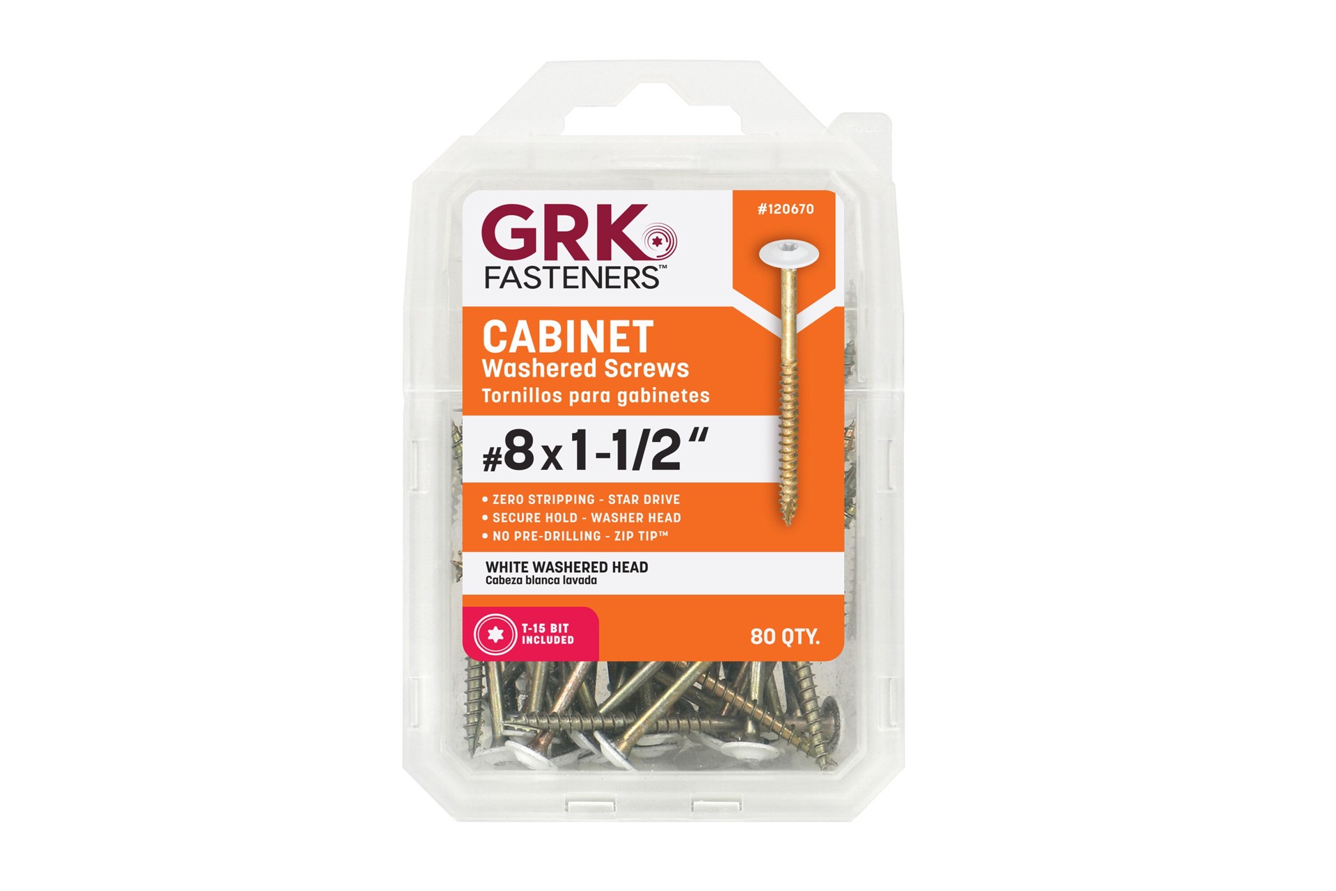 slide 1 of 6, GRK #8 x 1-1/2-in Polymer Interior Cabinet mounting screws ( 80 -Per Box ), 1 ct
