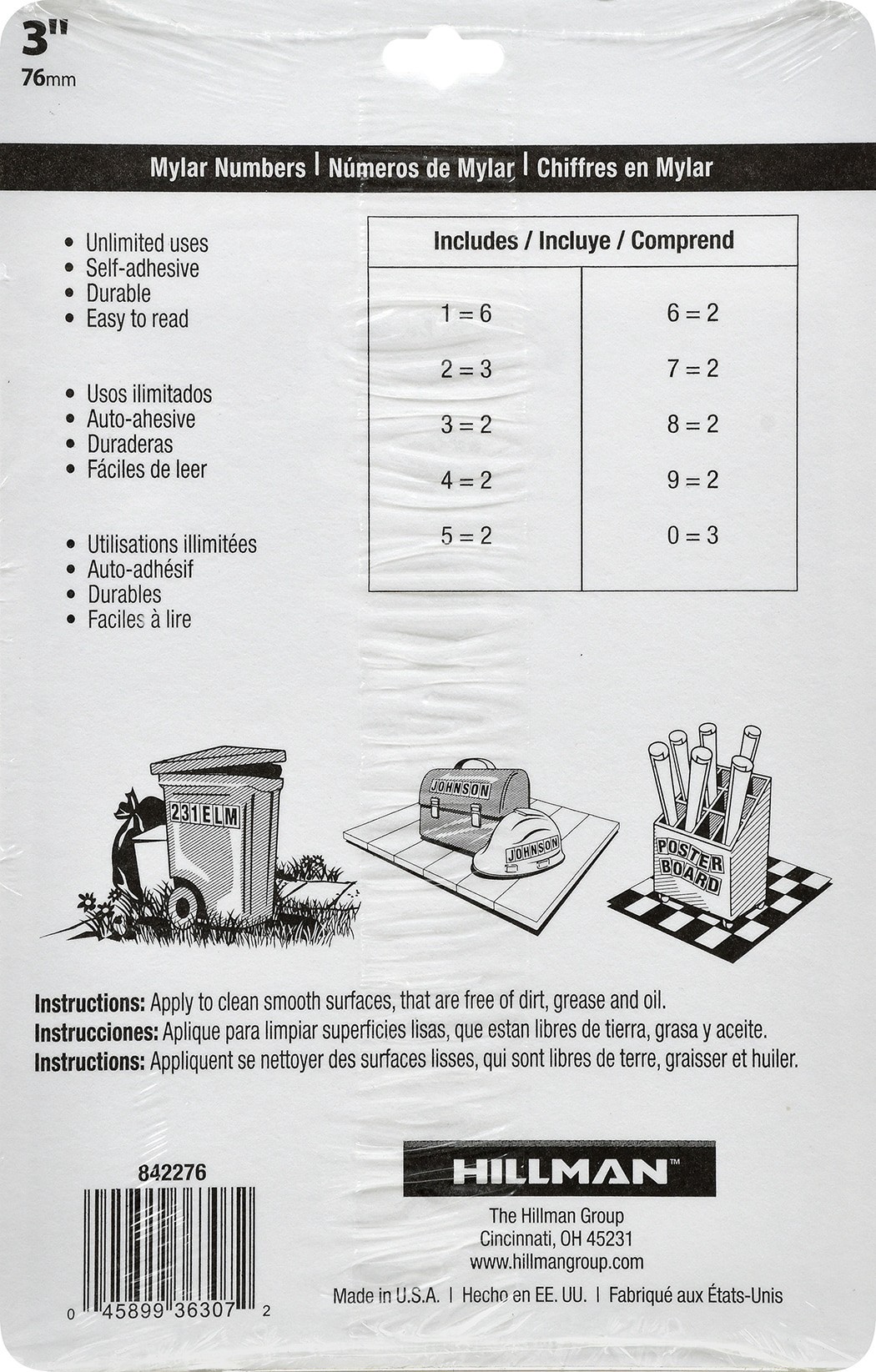 slide 2 of 4, Hillman 3-in Black Number pack, 1 ct