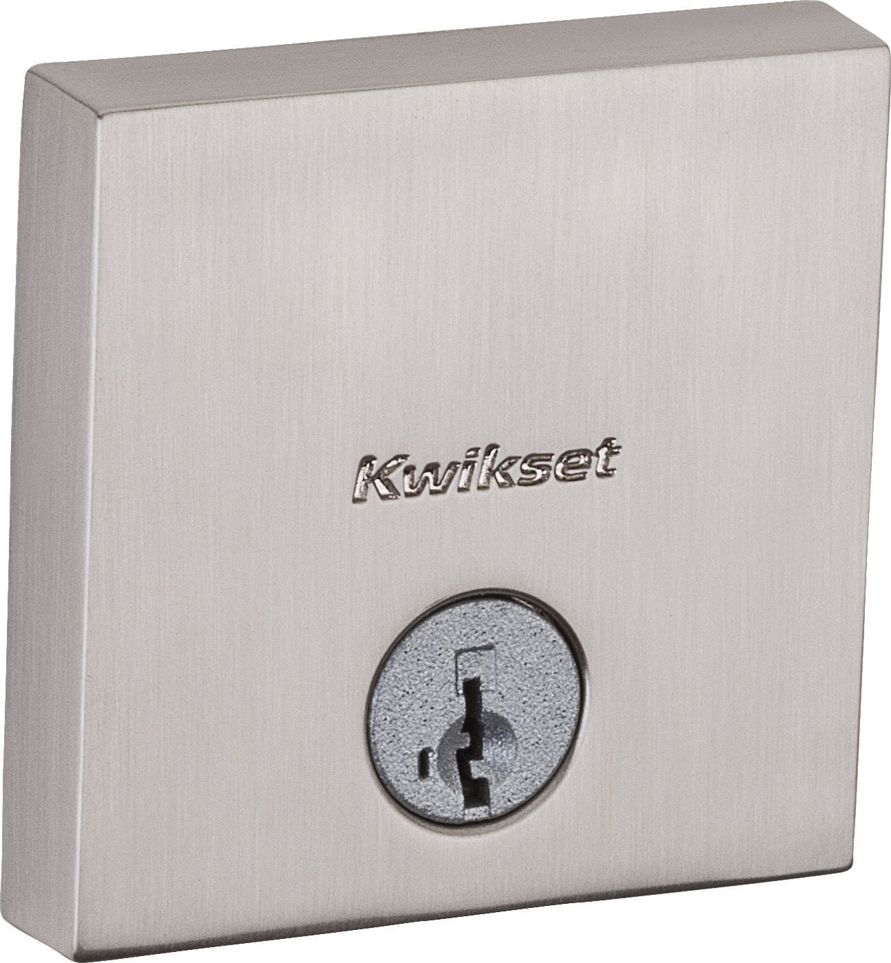 slide 2 of 6, Kwikset Signature Series Downtown Satin Nickel Single Cylinder Deadbolt ft. SmartKey Security, 1 ct