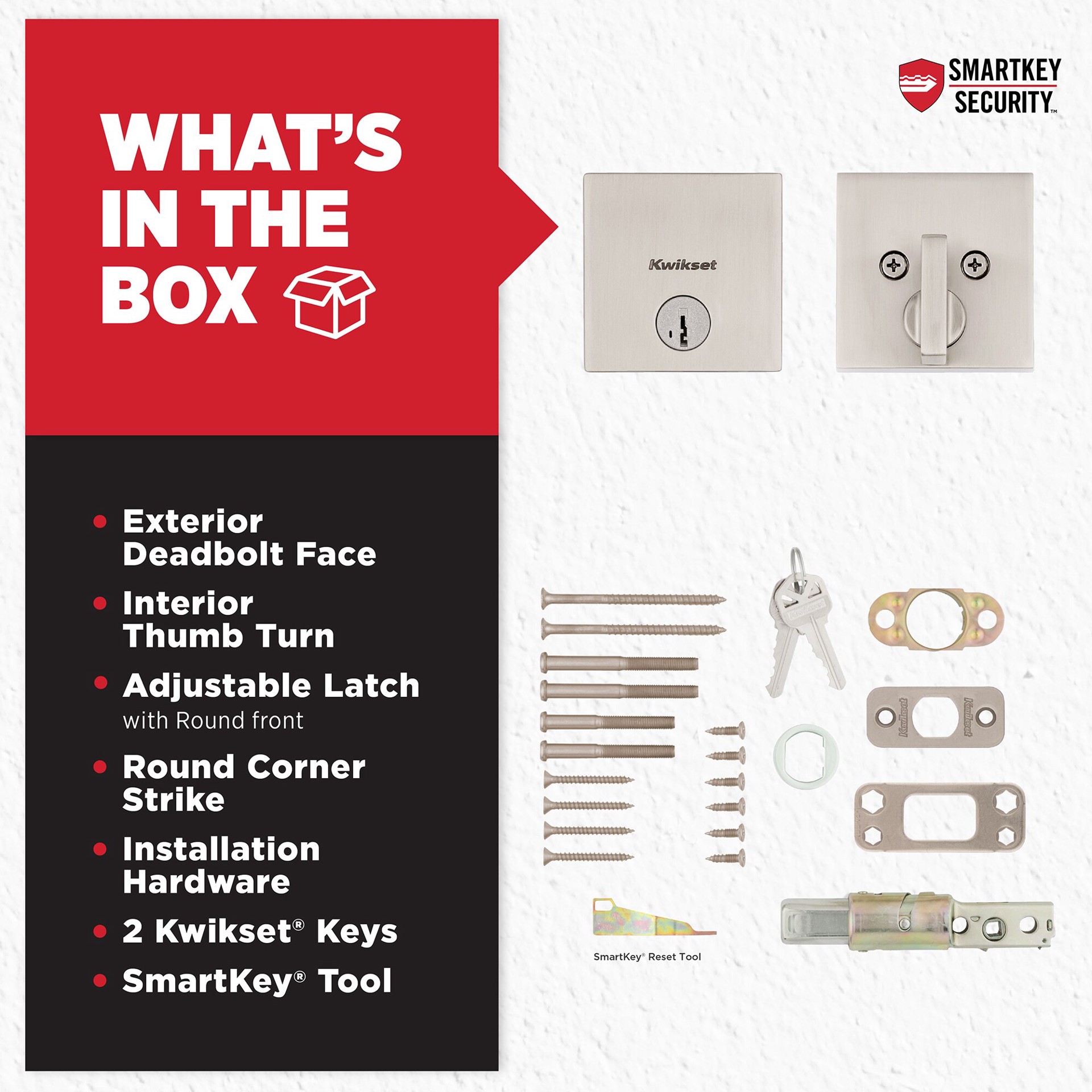 slide 5 of 6, Kwikset Signature Series Downtown Satin Nickel Single Cylinder Deadbolt ft. SmartKey Security, 1 ct