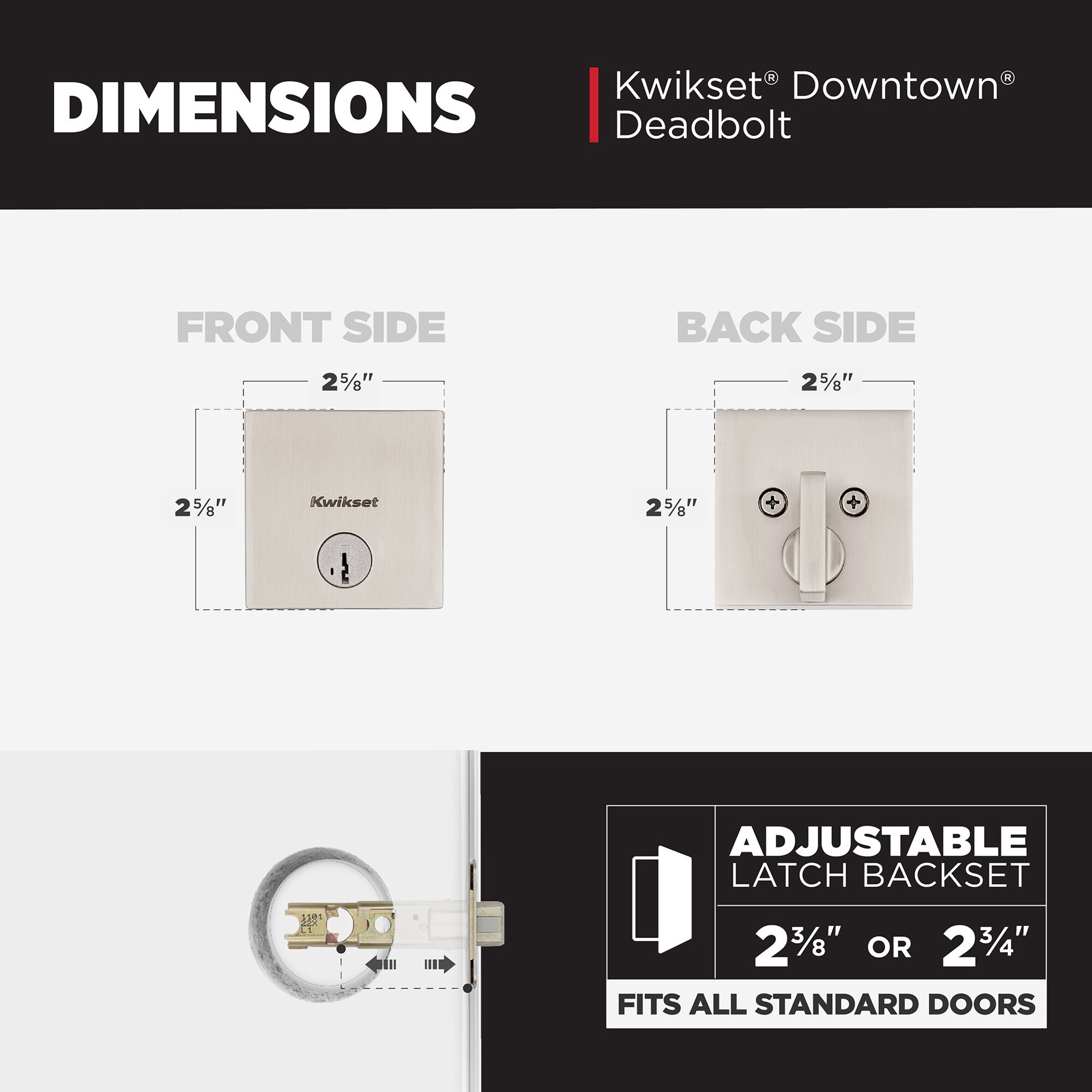 slide 6 of 6, Kwikset Signature Series Downtown Satin Nickel Single Cylinder Deadbolt ft. SmartKey Security, 1 ct