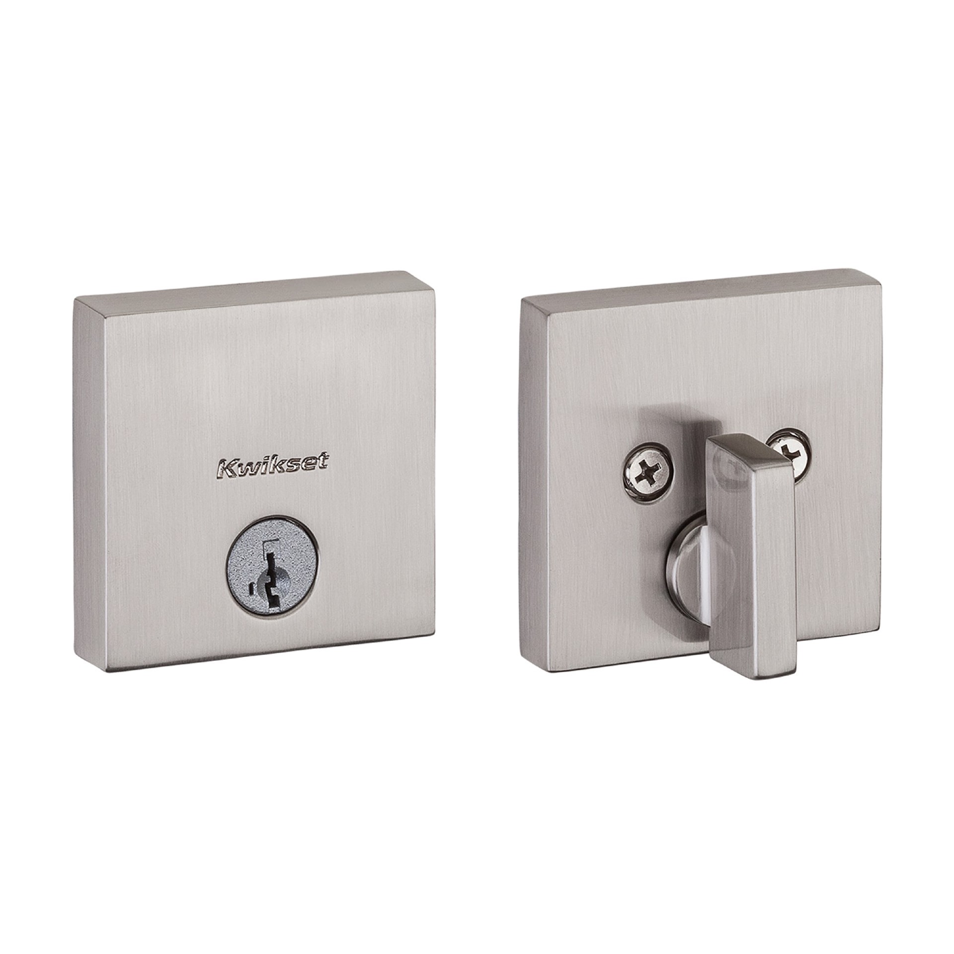 slide 1 of 6, Kwikset Signature Series Downtown Satin Nickel Single Cylinder Deadbolt ft. SmartKey Security, 1 ct