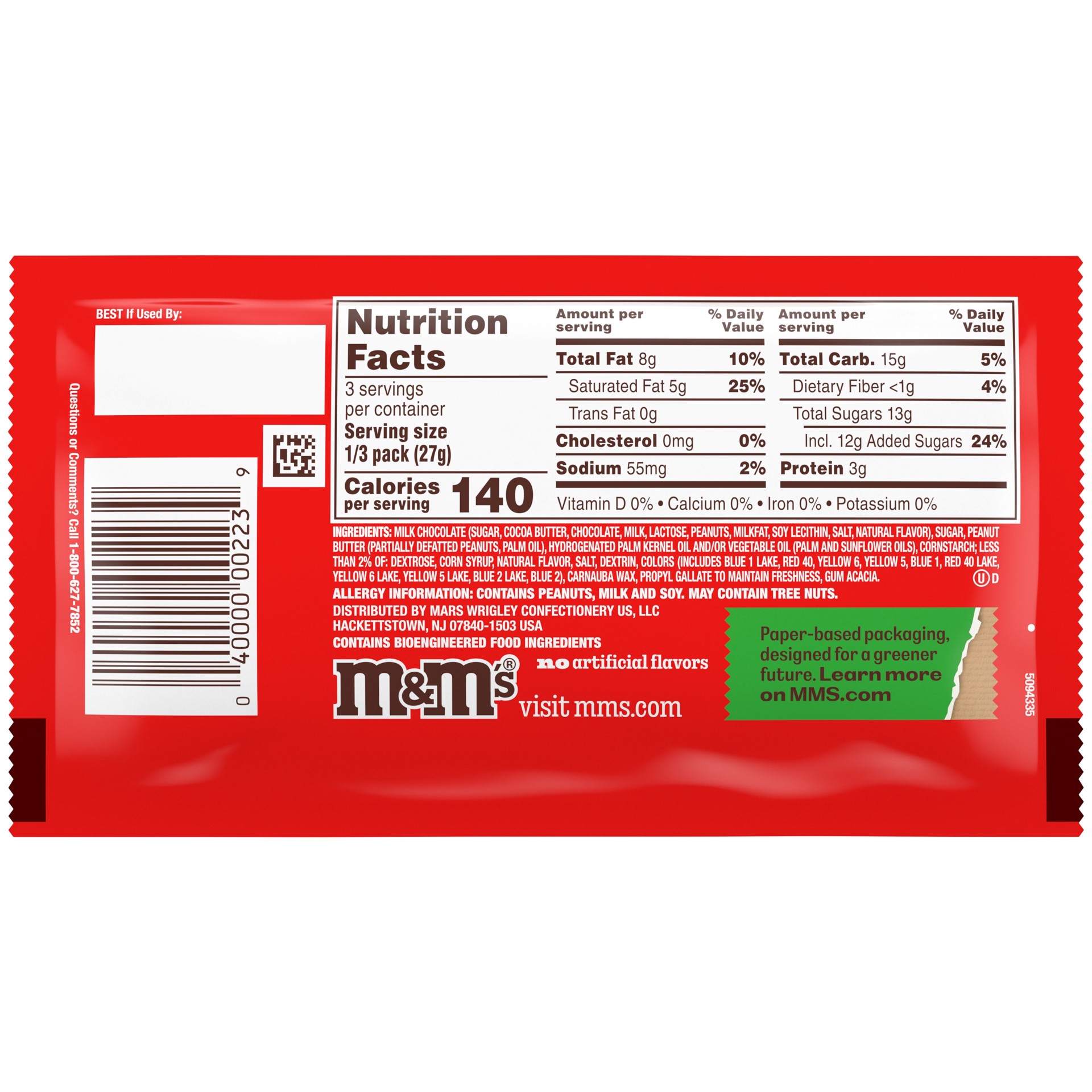 slide 2 of 3, M&M's Peanut Butter Candy Bar, 1 ct