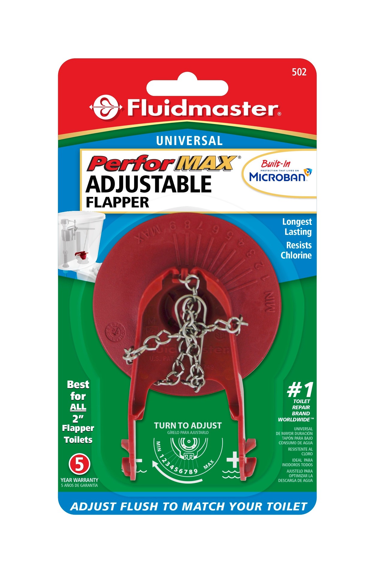 slide 4 of 5, Fluidmaster PerforMAX 2-in Rubber Toilet Flapper, 1 ct