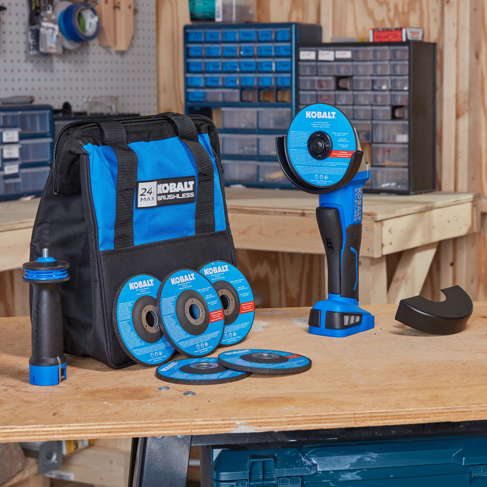 slide 3 of 6, Kobalt 5-in 24-volt Paddle Switch Brushless Cordless Angle grinder, 1 ct