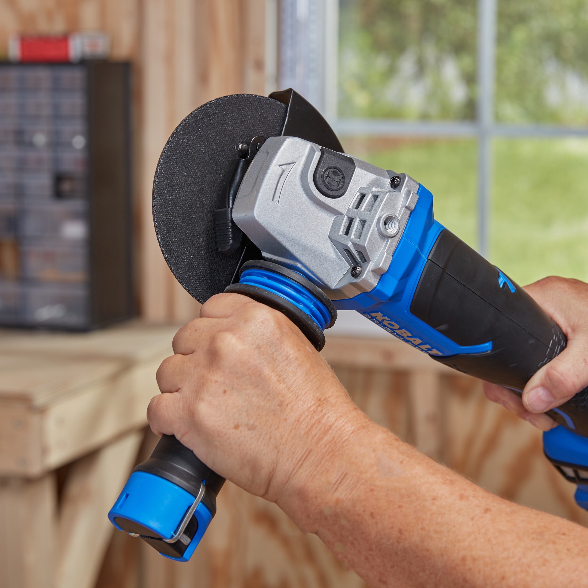 slide 4 of 6, Kobalt 5-in 24-volt Paddle Switch Brushless Cordless Angle grinder, 1 ct