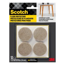 Scotch 12 -Pack 1-1/2-in Beige Round Felt furniture pads