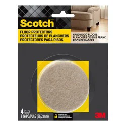 Scotch 4 -Pack 3-in Beige Round Felt furniture pads