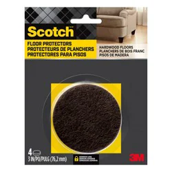 Scotch 4 -Pack 3-in Brown Round Felt furniture pads