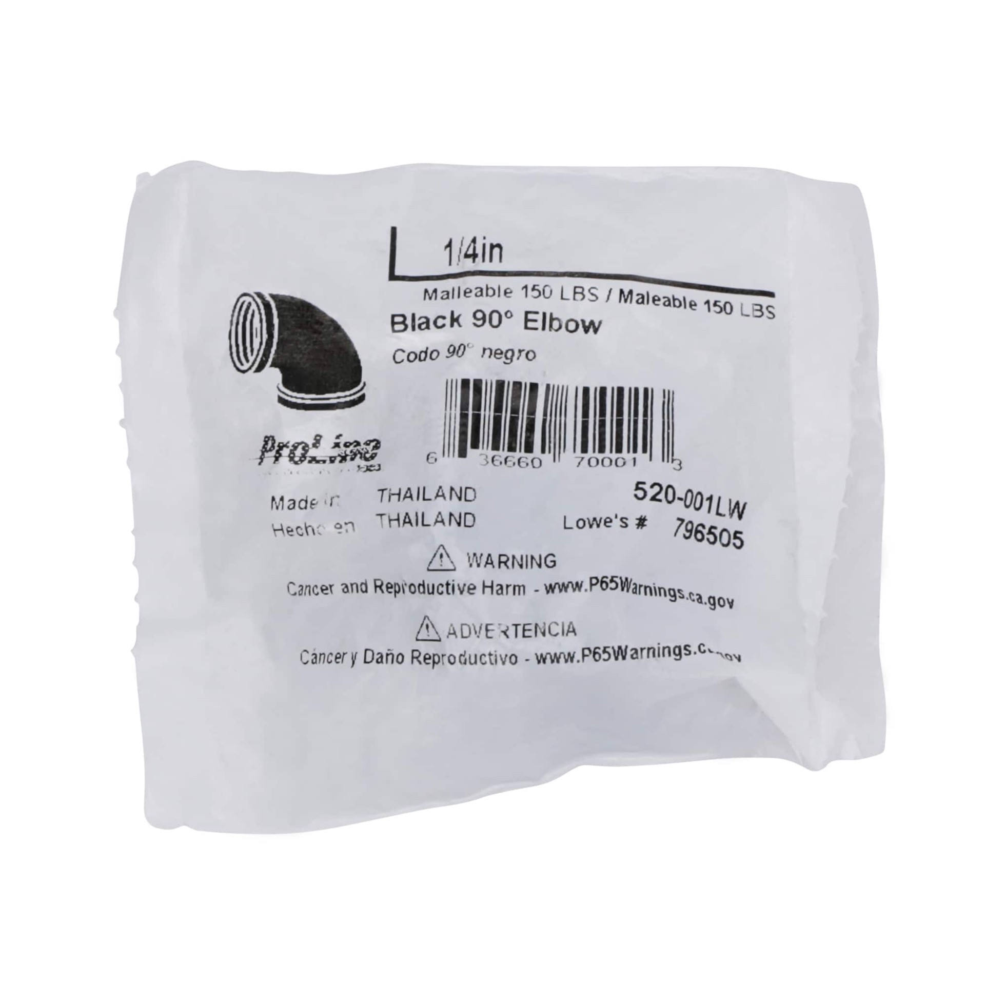 slide 3 of 6, RELIABILT 1/4-in 90-Degree Black Elbow, 1 ct