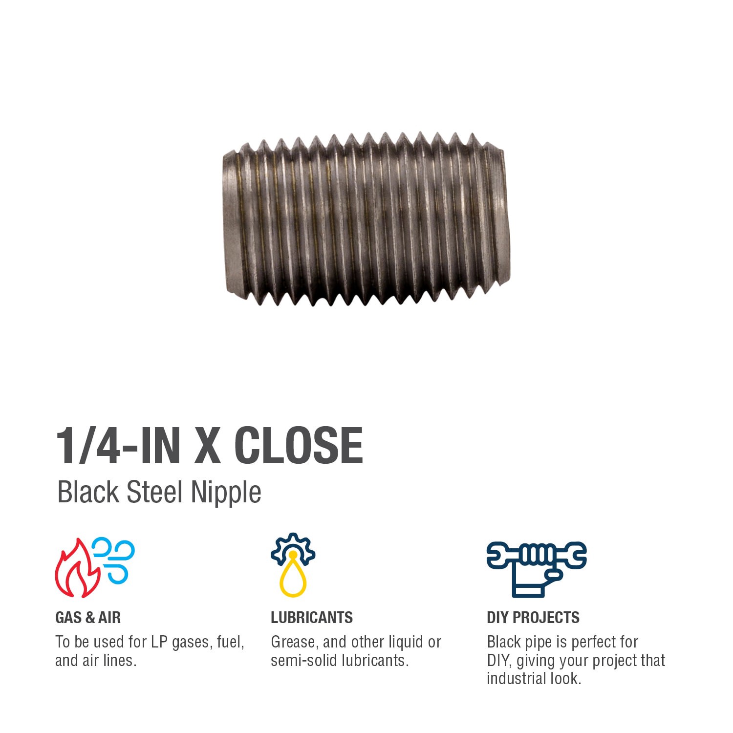 slide 4 of 6, RELIABILT 1/4-in x Close Black Nipple, 1 ct