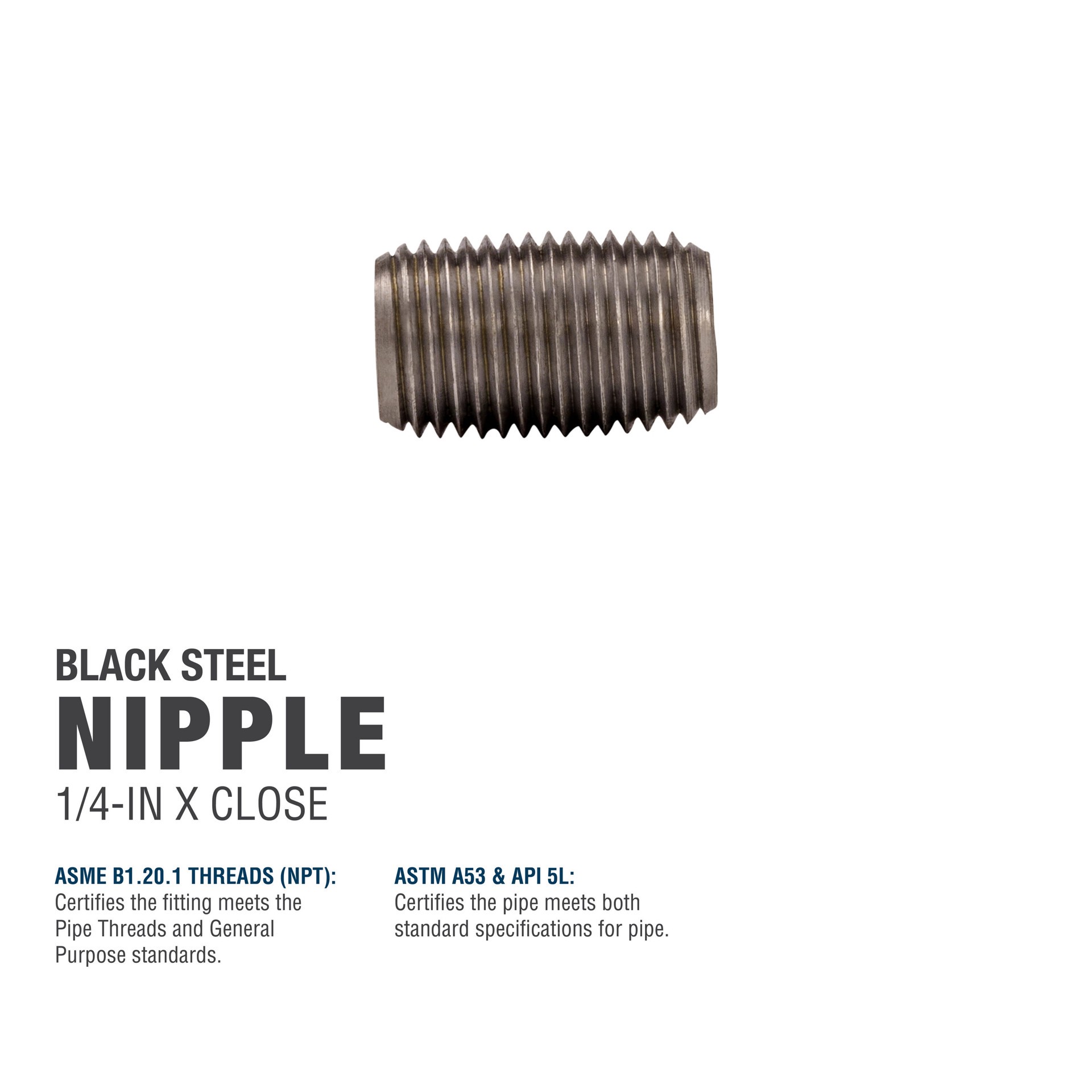 slide 5 of 6, RELIABILT 1/4-in x Close Black Nipple, 1 ct