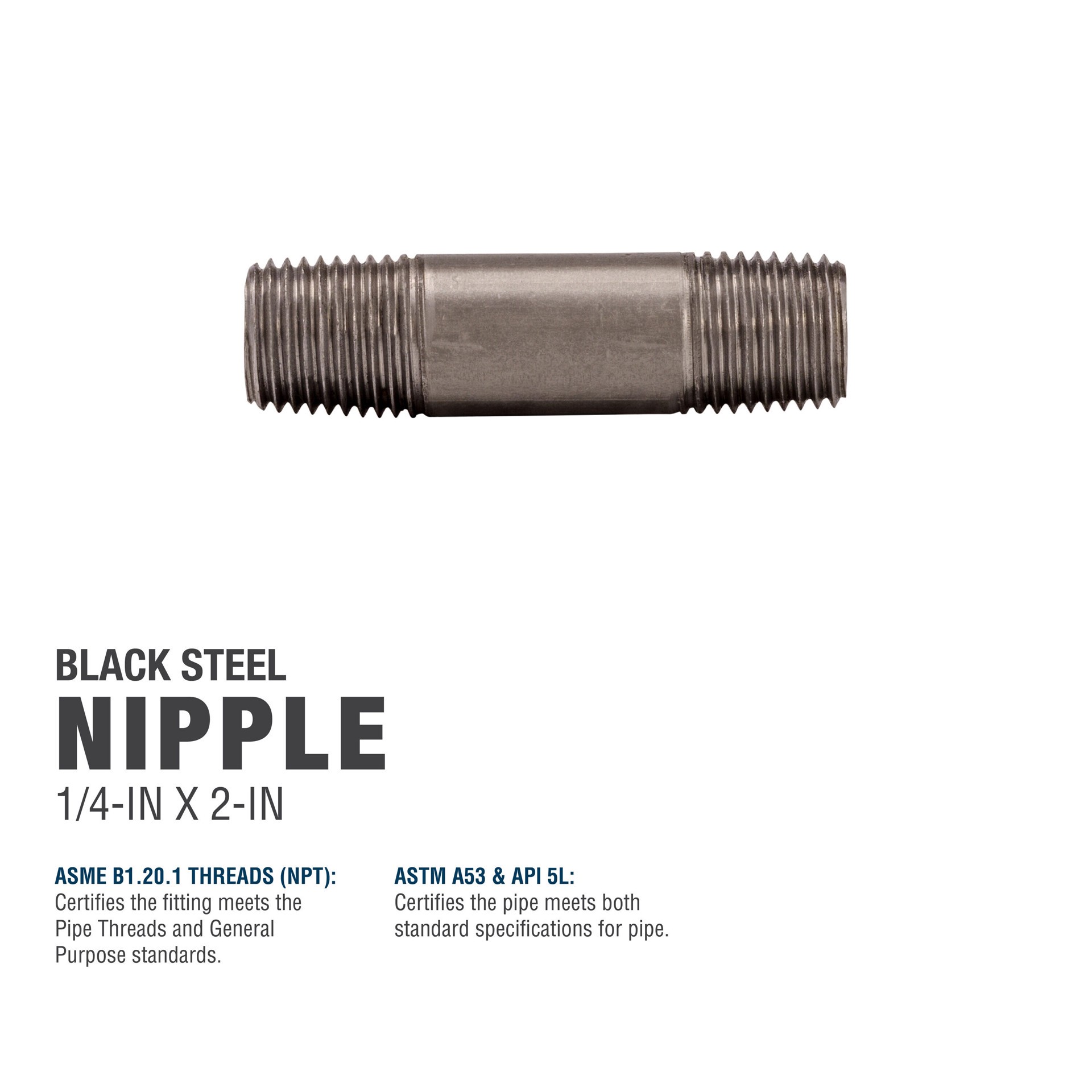 slide 5 of 6, RELIABILT 1/4-in x 2-in Black Nipple, 1 ct