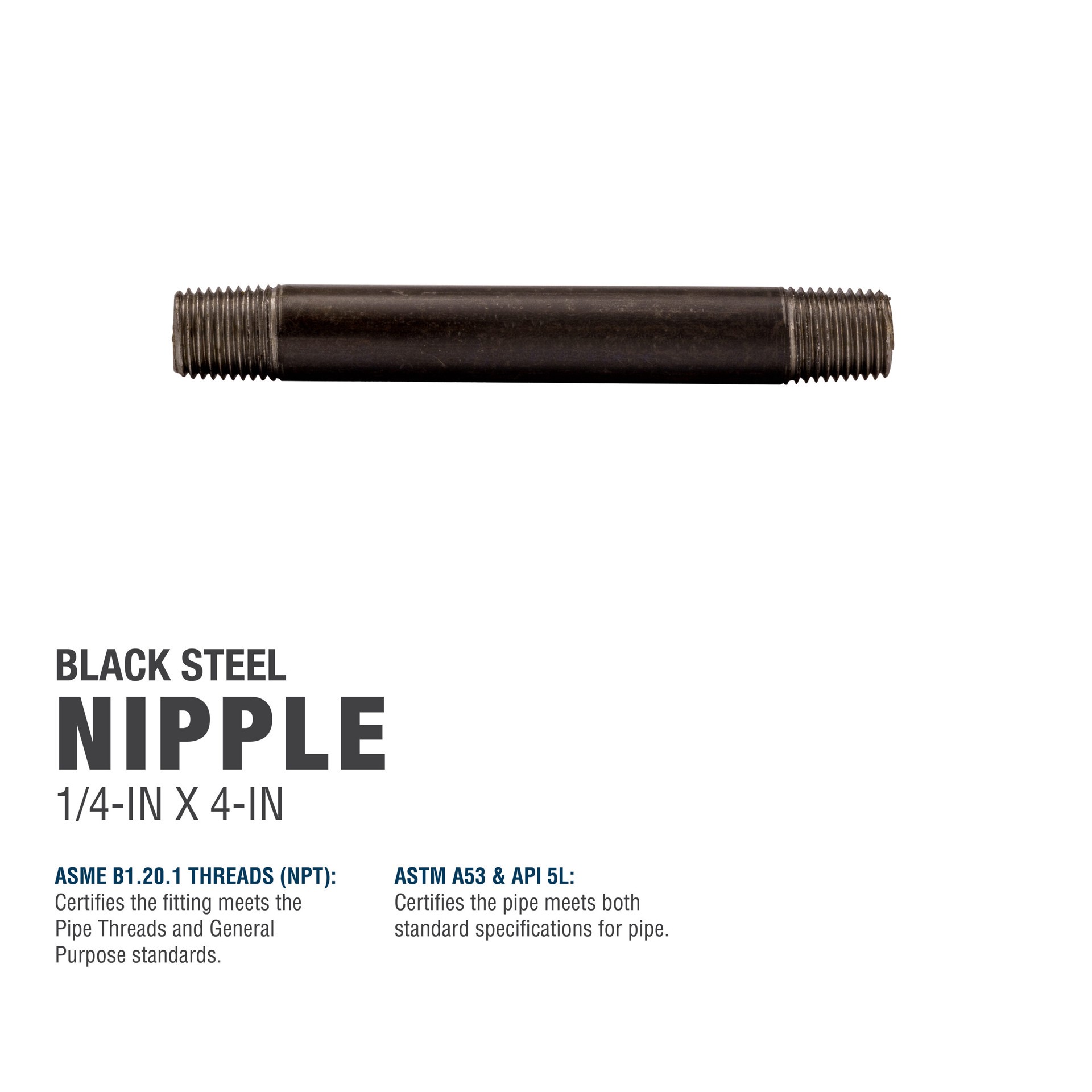 slide 5 of 6, RELIABILT 1/4-in x 4-in Black Nipple, 1 ct