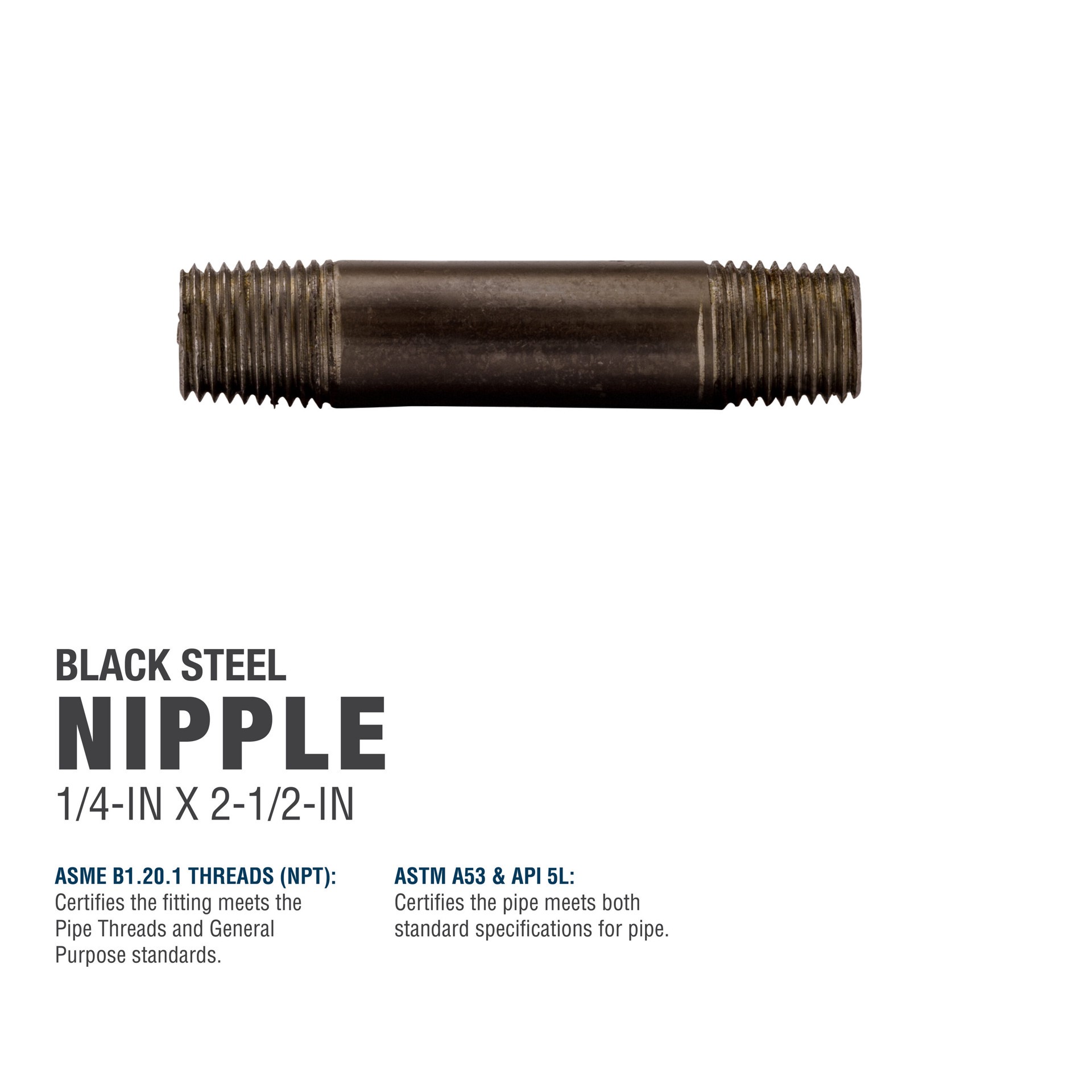 slide 5 of 6, RELIABILT 1/4-in x 2-1/2-in Black Nipple, 1 ct