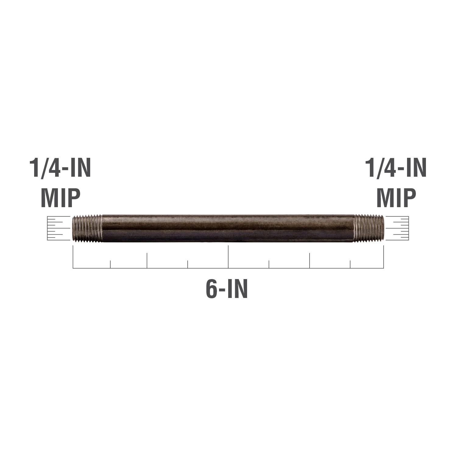 slide 3 of 6, RELIABILT 1/4-in x 6-in Black Nipple, 1 ct