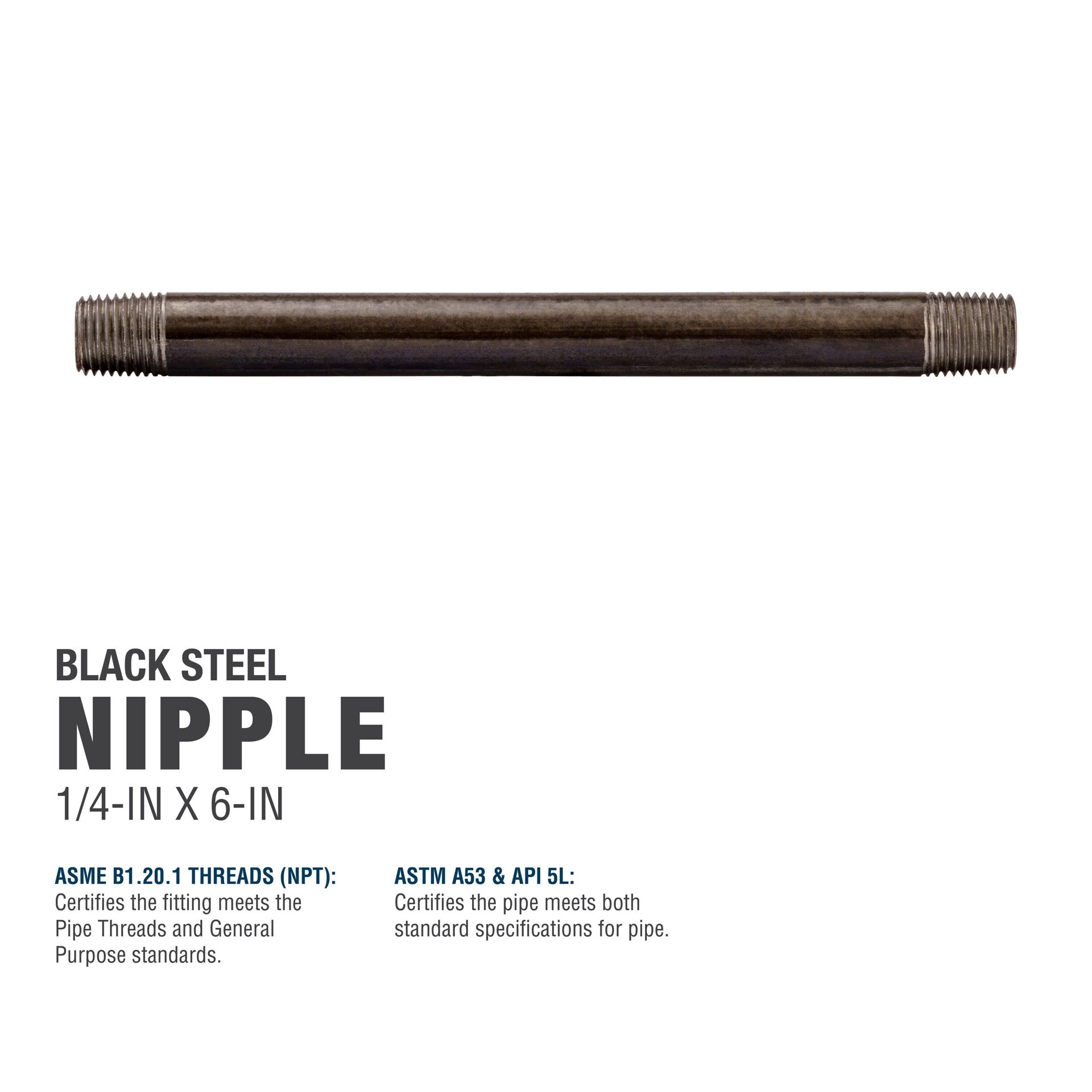 slide 5 of 6, RELIABILT 1/4-in x 6-in Black Nipple, 1 ct