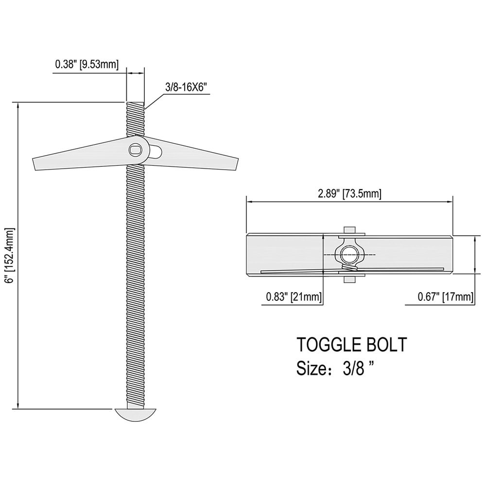 slide 5 of 6, Project Source 140-lb 3/8-in x 6-in Toggle Bolt Anchors with Screws Included 2.0 -Pack, 1 ct