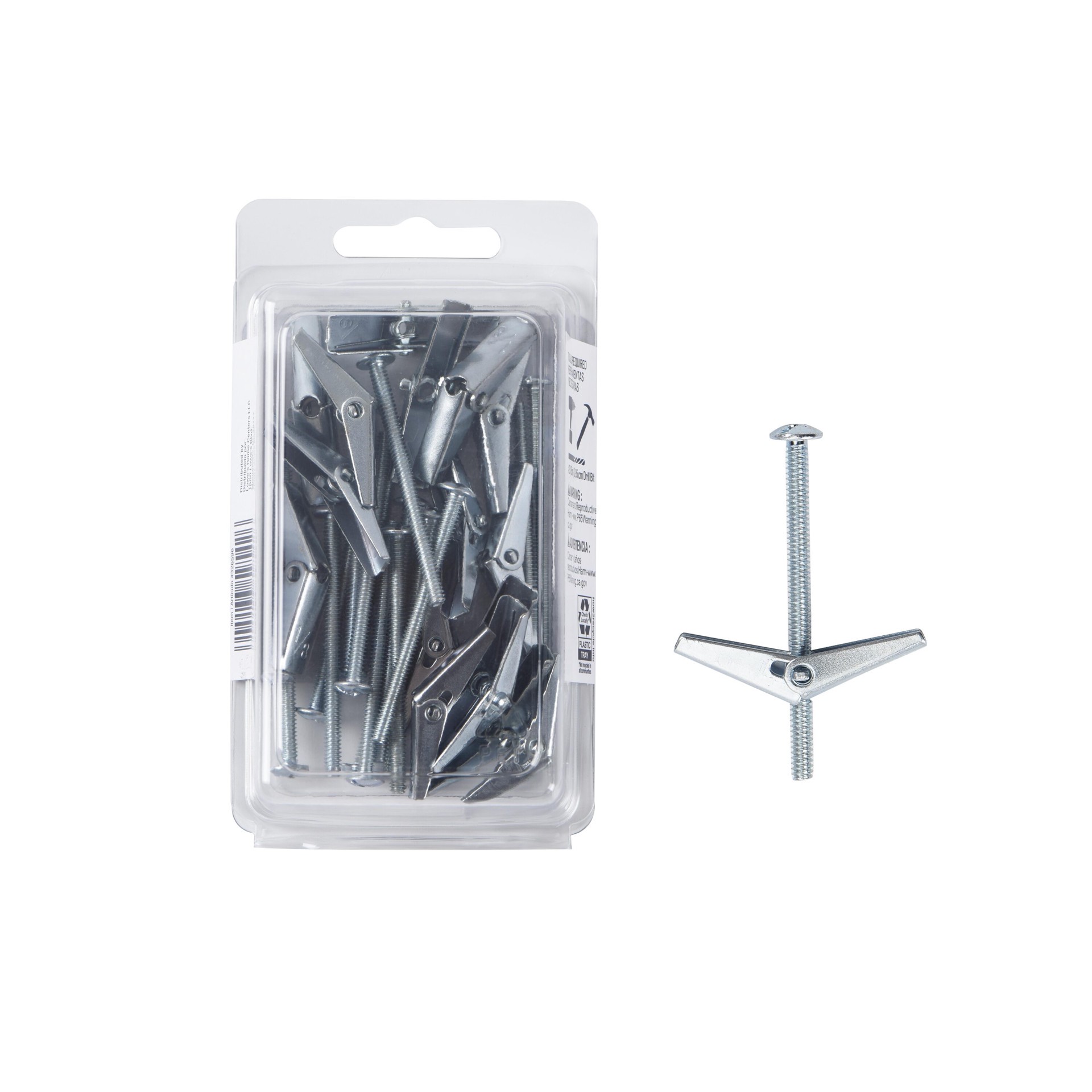 slide 4 of 6, Project Source 42-lb 1/8-in x 2-in Toggle Bolt Anchors with Screws Included 16 -Pack, 1 ct