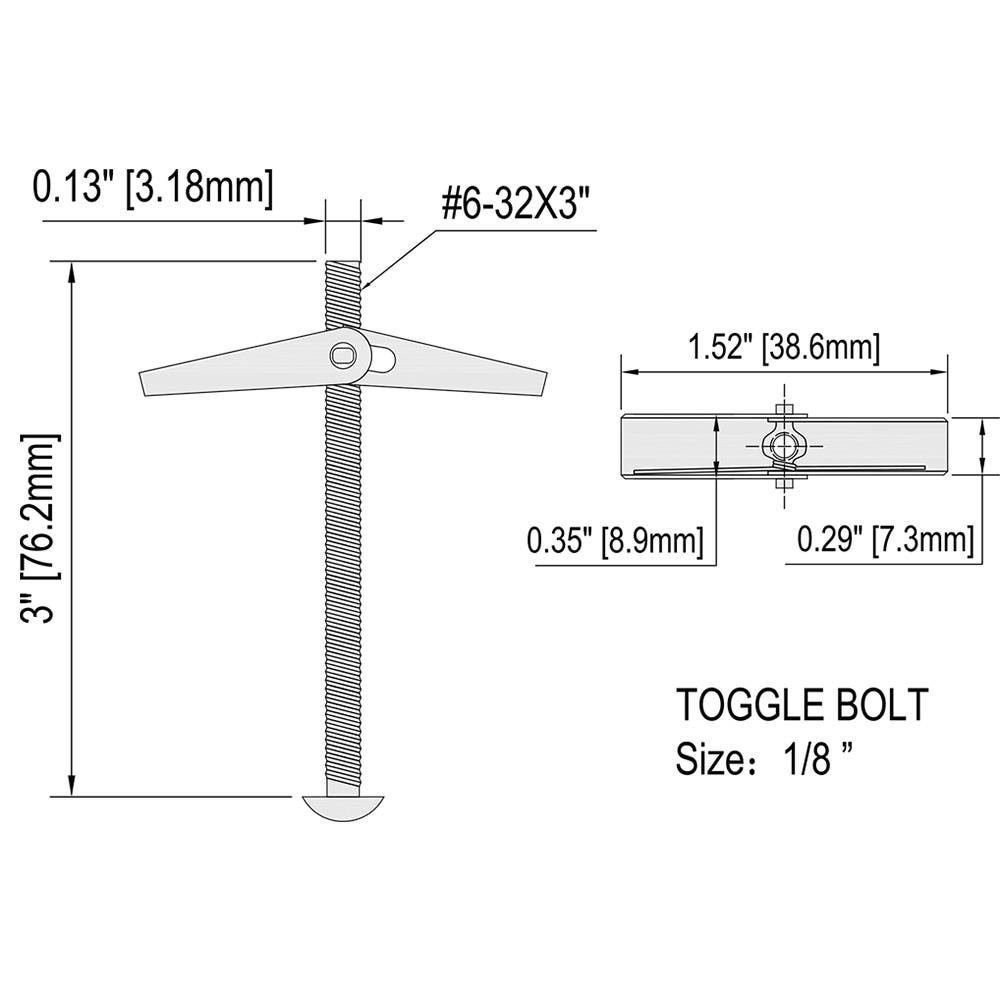 slide 5 of 6, Project Source 70-lb 1/8-in x 3-in Toggle Bolt Anchors with Screws Included 4.0 -Pack, 1 ct