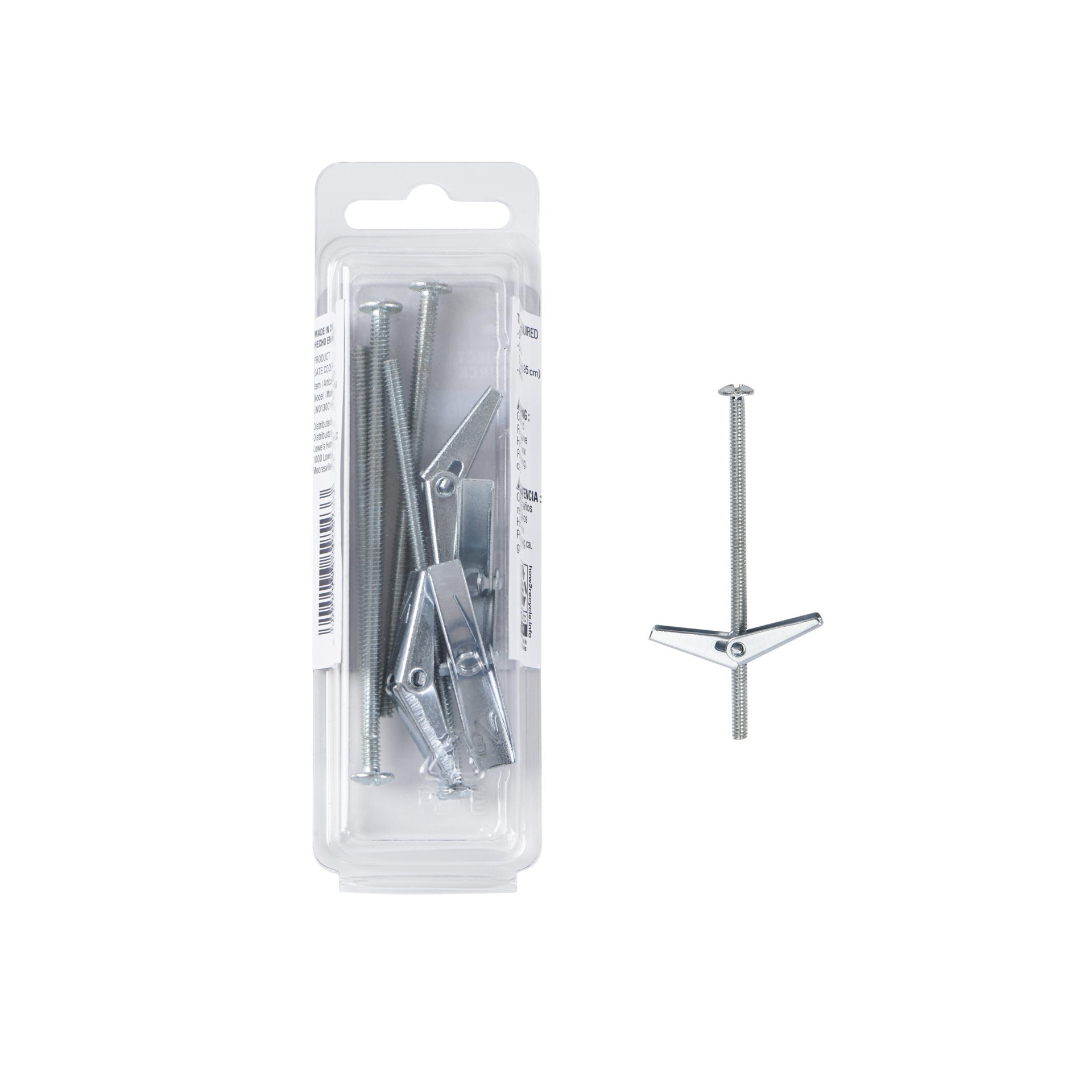 slide 4 of 6, Project Source 70-lb 1/8-in x 3-in Toggle Bolt Anchors with Screws Included 4.0 -Pack, 1 ct