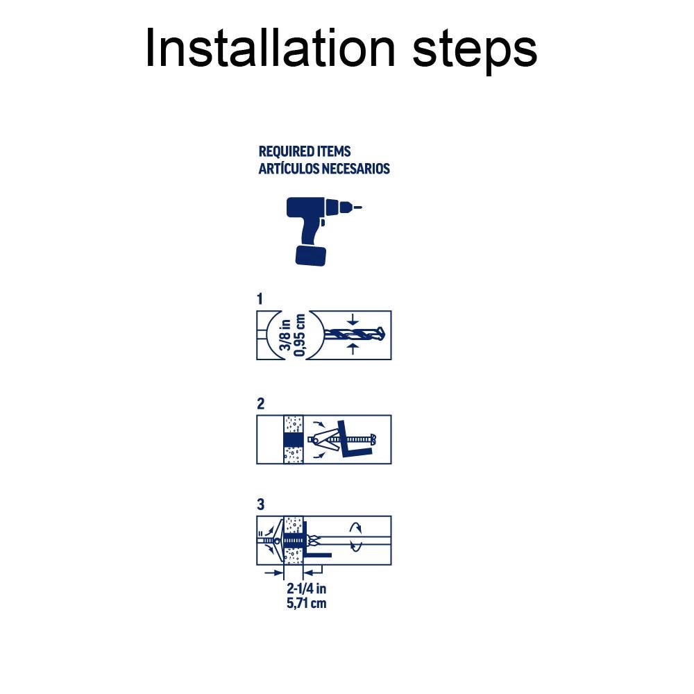 slide 6 of 6, Project Source 70-lb 1/8-in x 3-in Toggle Bolt Anchors with Screws Included 4.0 -Pack, 1 ct