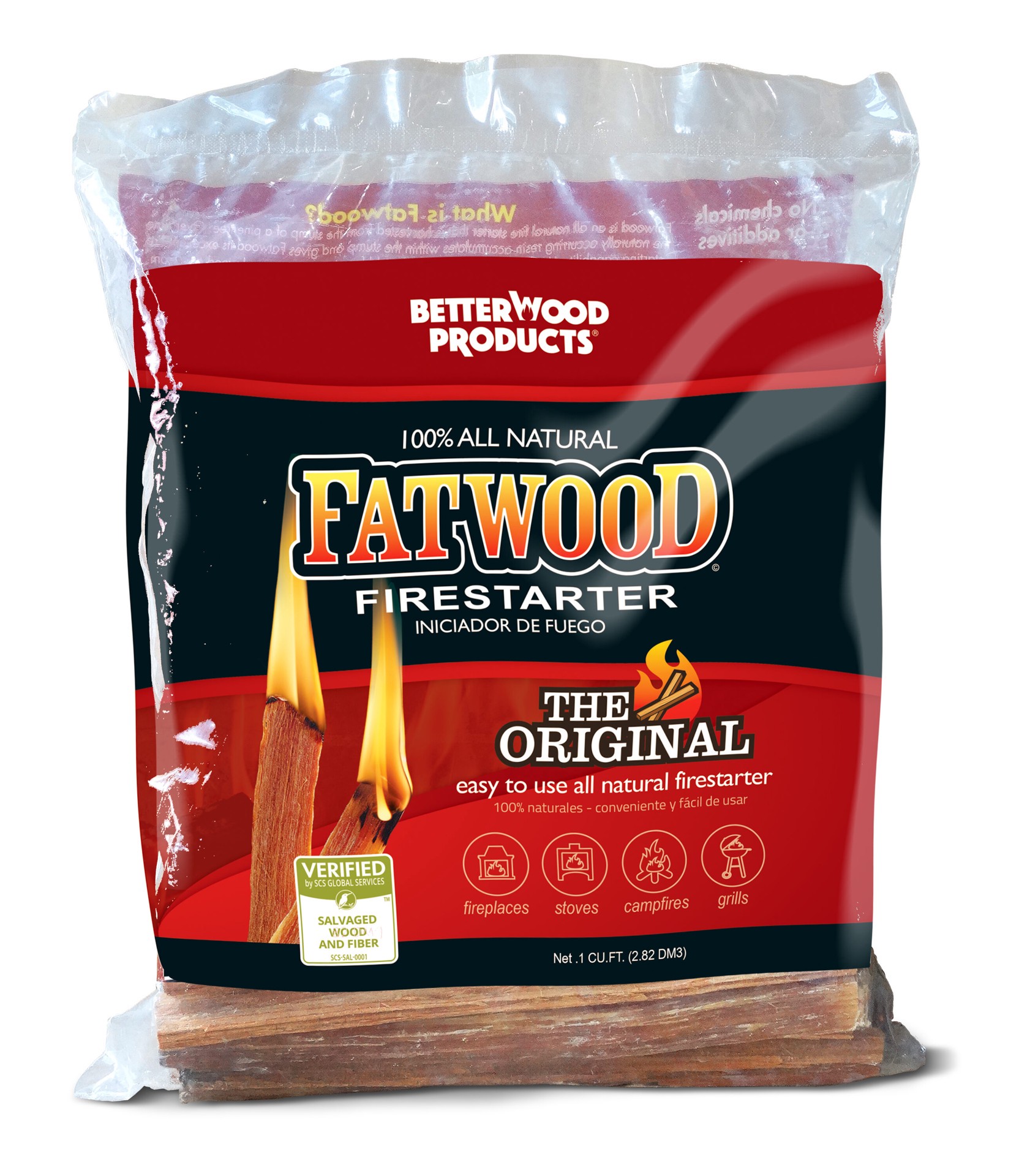 slide 5 of 5, BetterWood Products 4 pound fatwood 4-lb Natural Firestarter, 1 ct