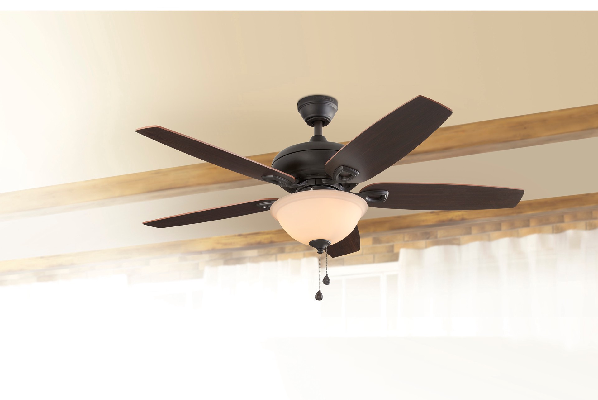 slide 3 of 6, Harbor Breeze Coastal Creek 52-in Bronze with Toffee/cocoa Blades Ceiling Fan With Light 5 -Blade, 1 ct