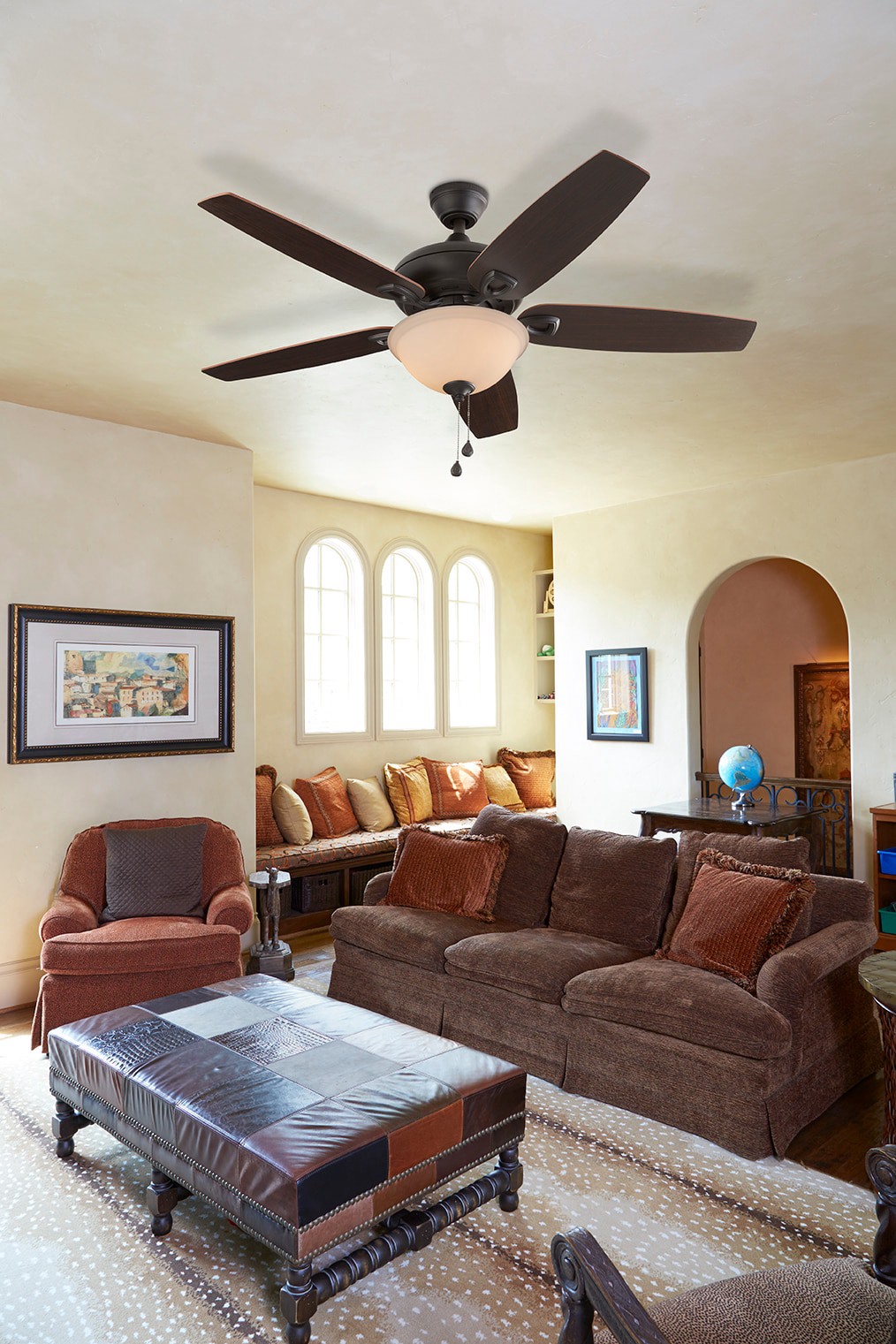 slide 4 of 6, Harbor Breeze Coastal Creek 52-in Bronze with Toffee/cocoa Blades Ceiling Fan With Light 5 -Blade, 1 ct