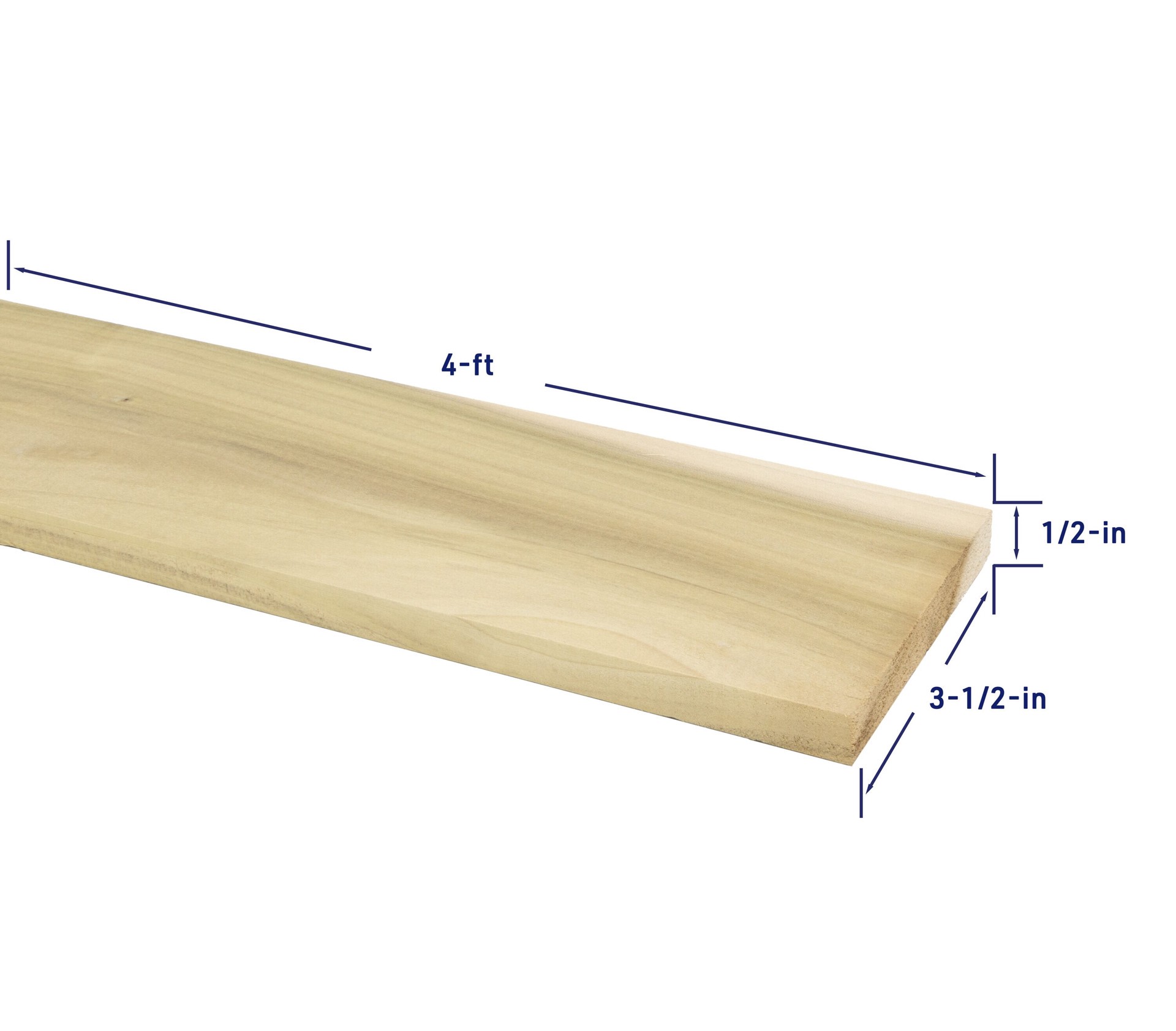 slide 4 of 6, RELIABILT 1/2-in x 4-in x 4-ft Unfinished FAS Better S4S Poplar Common Hardwood Board, 1 ct