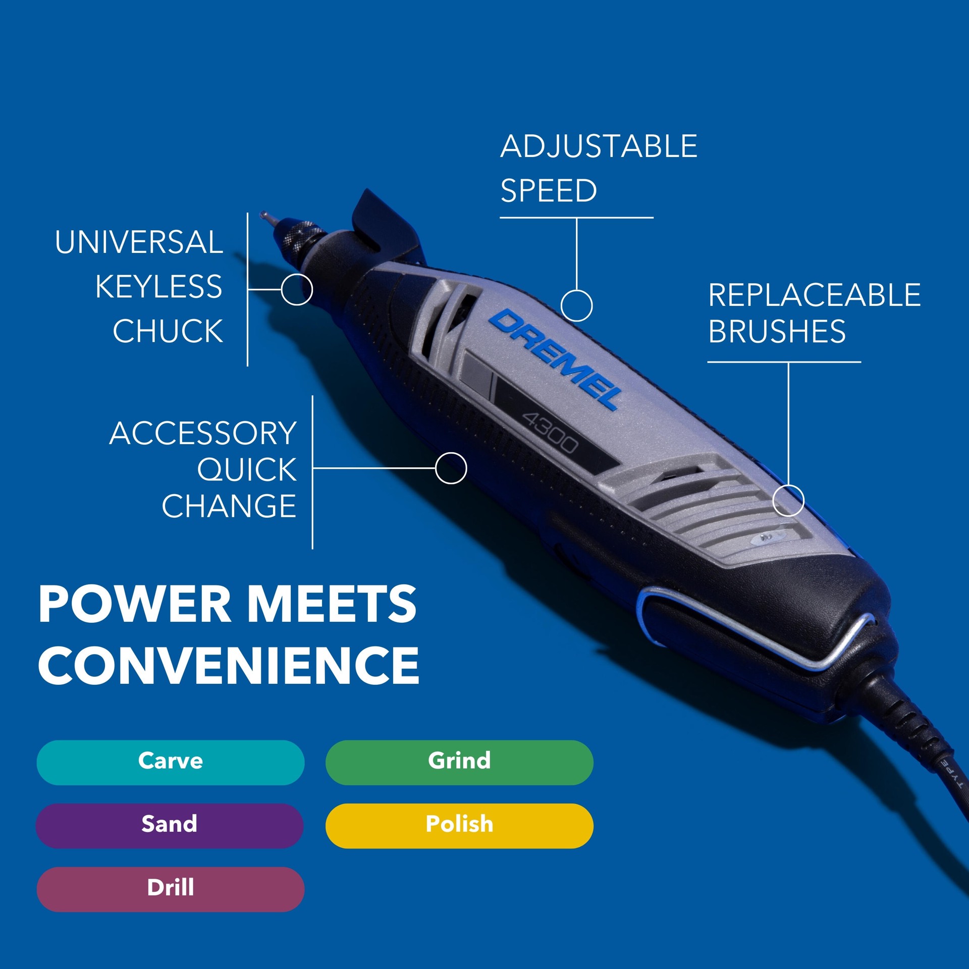 slide 3 of 6, Dremel 4300 Variable speed 1.8 -Amp Multipurpose Corded Rotary Tool Kit ( ), 1 ct