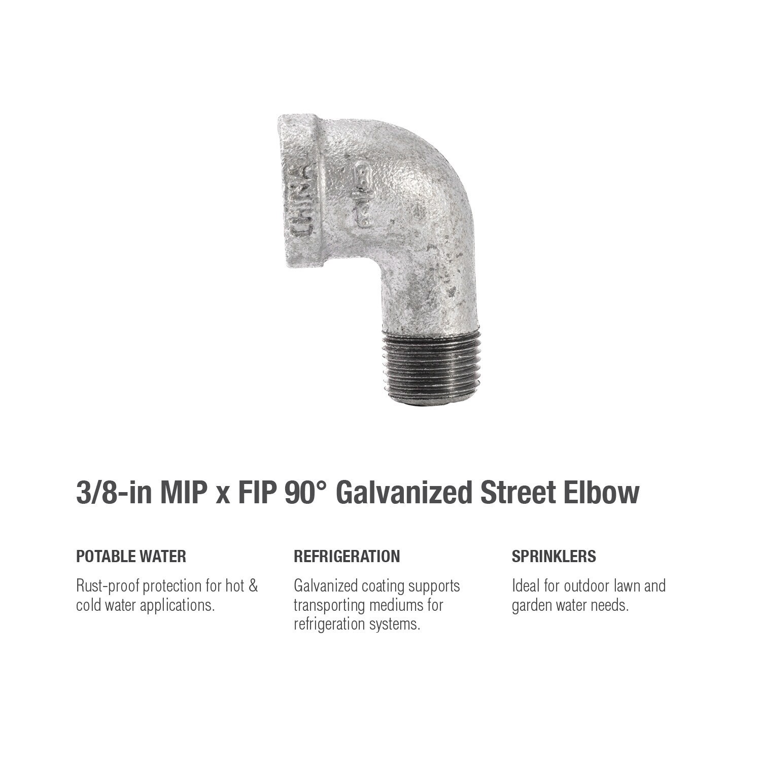 slide 5 of 6, RELIABILT 3/8-in 90-Degree Galvanized Street Elbow, 1 ct