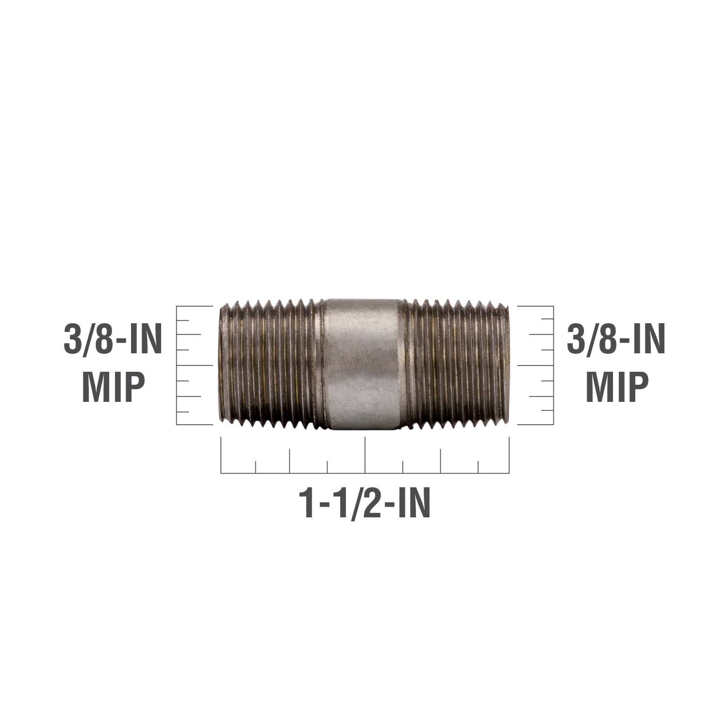 slide 3 of 6, RELIABILT 3/8-in x 1-1/2-in Galvanized Nipple, 1 ct