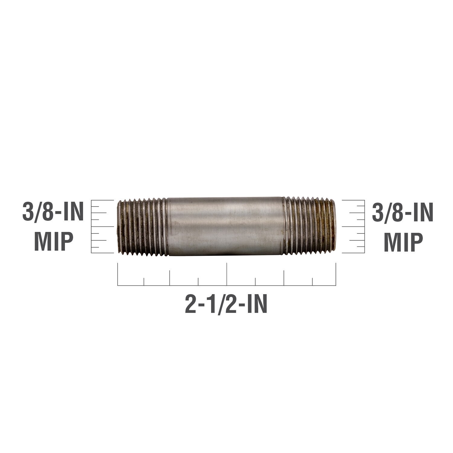 slide 3 of 6, RELIABILT 3/8-in x 2-1/2-in Galvanized Nipple, 1 ct