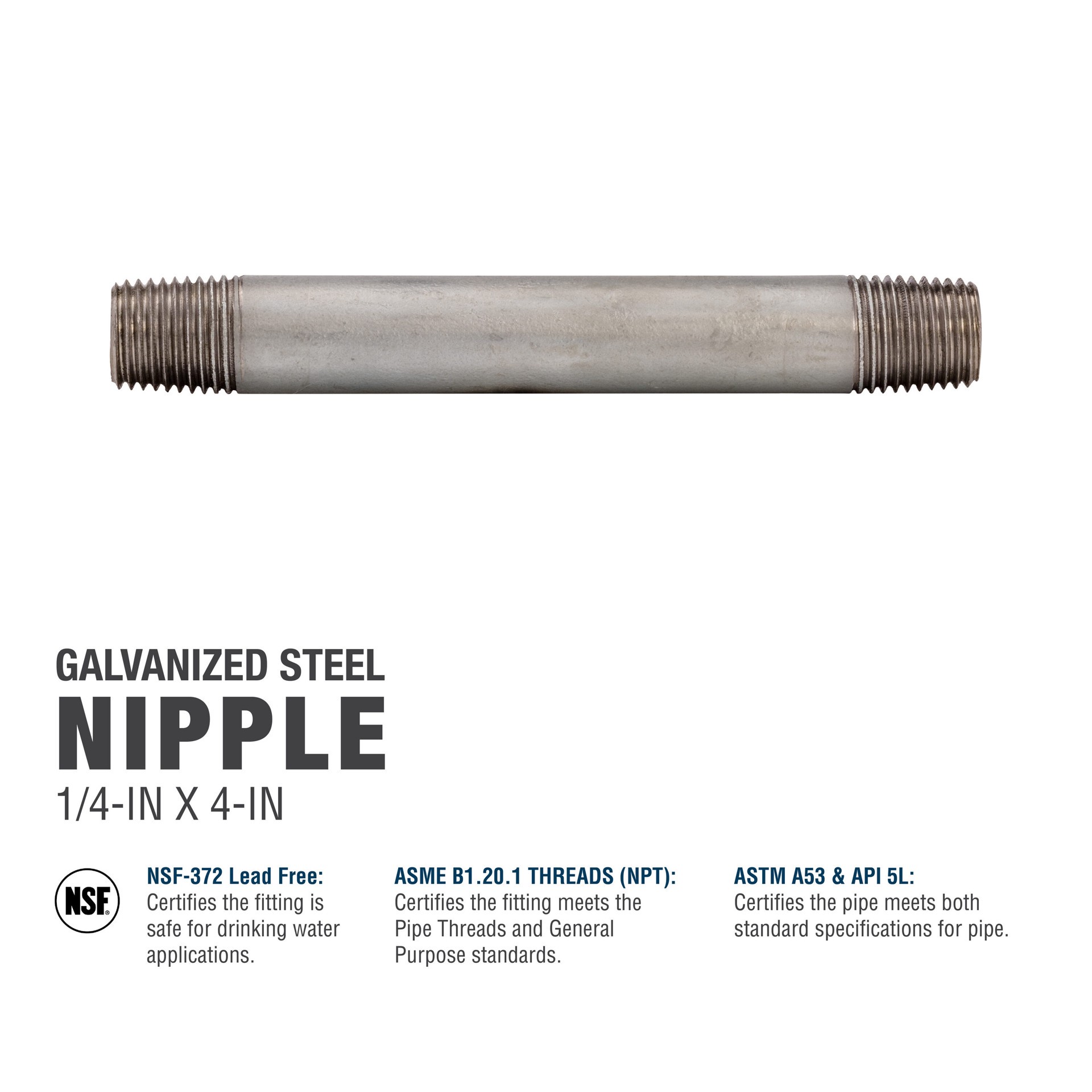 slide 5 of 6, RELIABILT 1/4-in x 4-in Galvanized Nipple, 1 ct