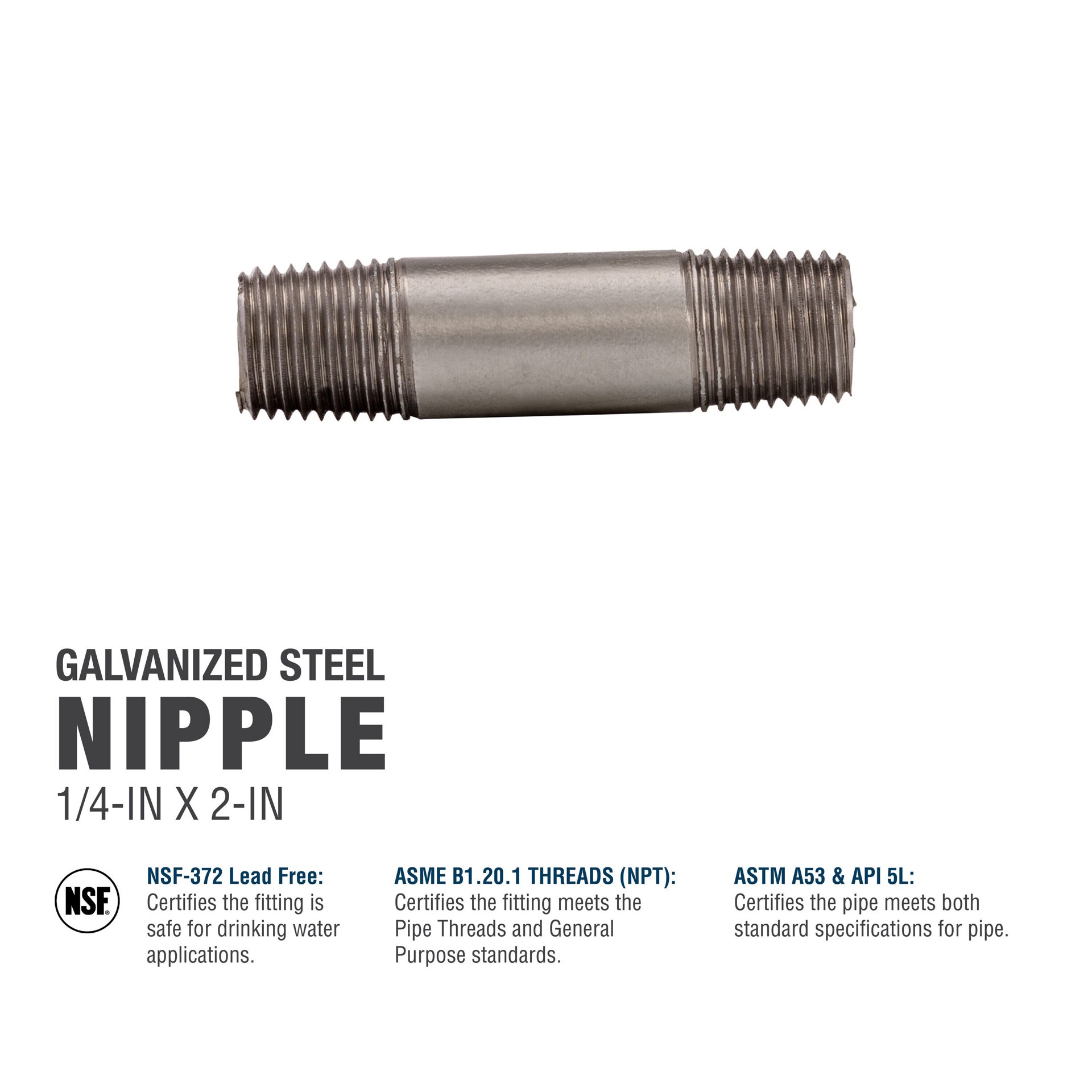 slide 5 of 6, RELIABILT 1/4-in x 2-in Galvanized Nipple, 1 ct