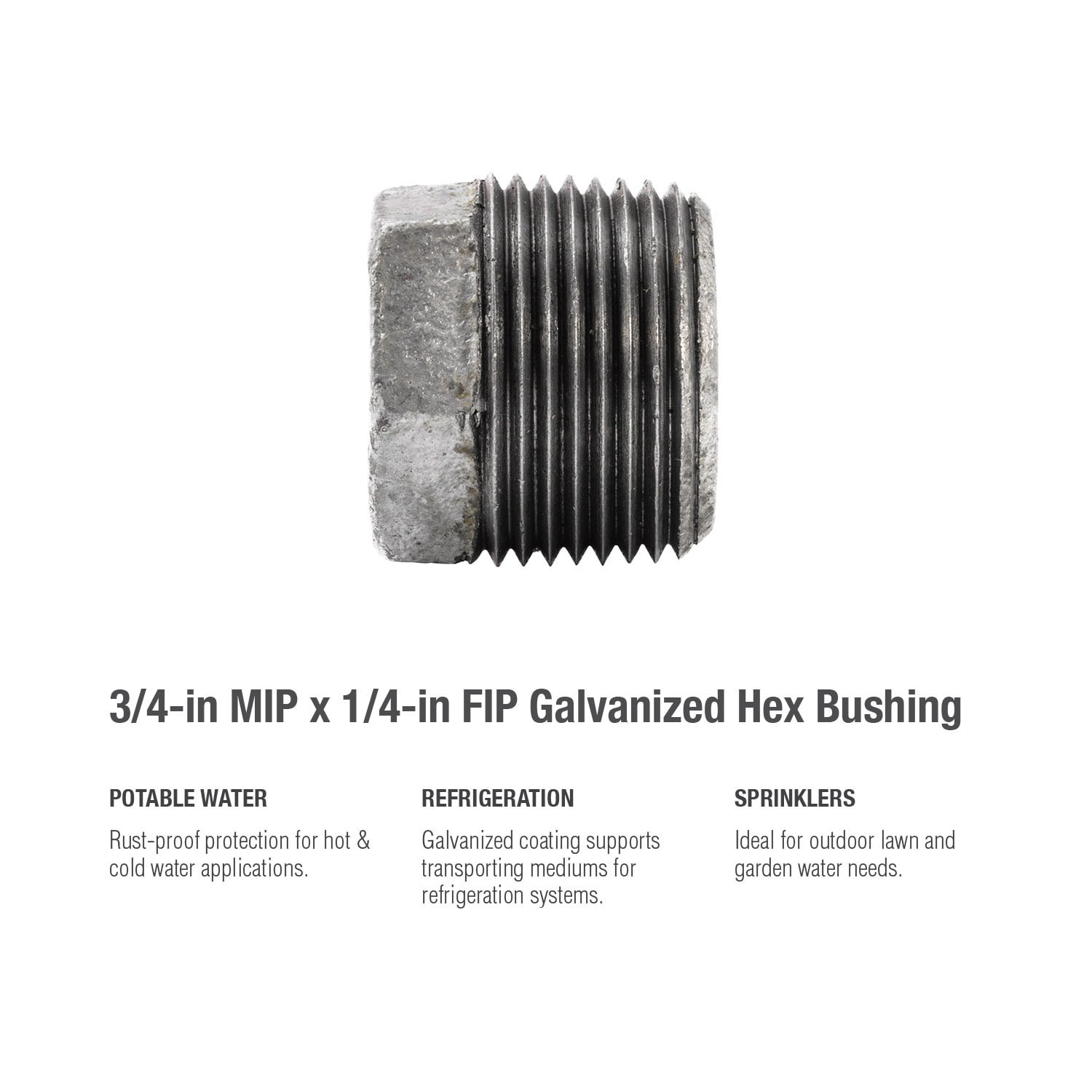 slide 5 of 6, RELIABILT 3/4-in x 1/4-in Galvanized Hex Bushing, 1 ct