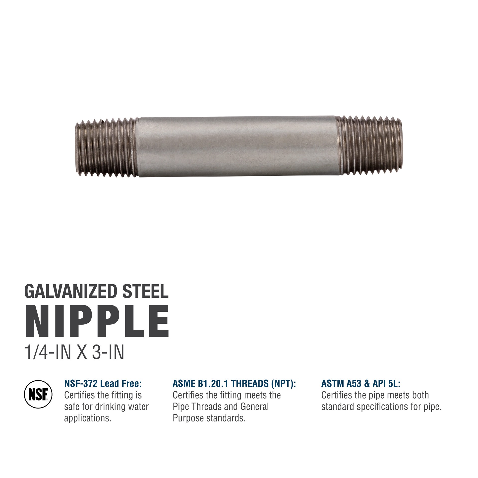 slide 5 of 6, RELIABILT 1/4-in x 3-in Galvanized Nipple, 1 ct